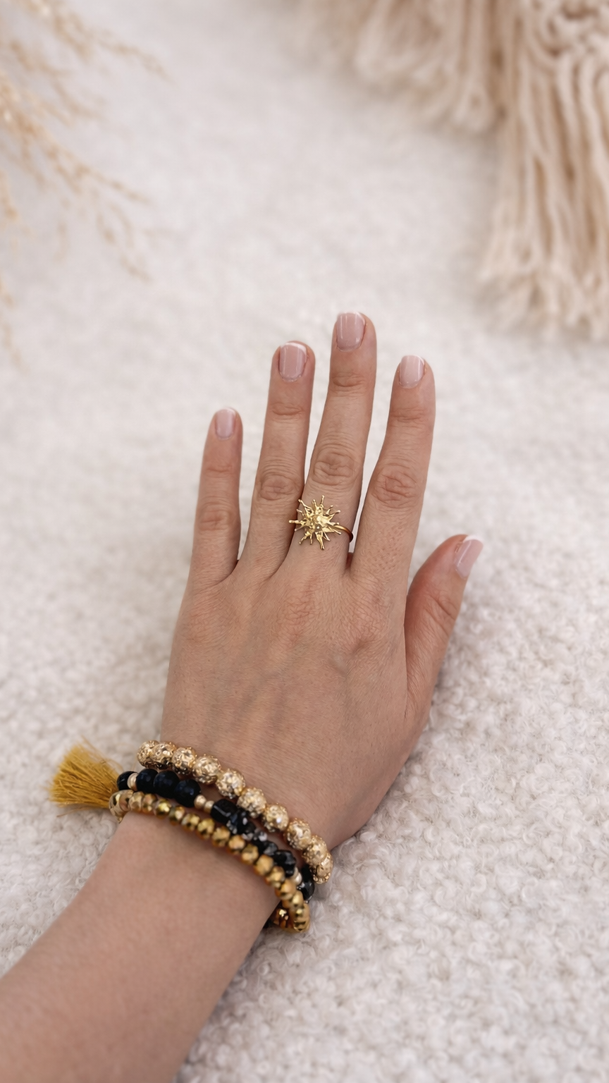 Bague acier inoxydable petit soleil