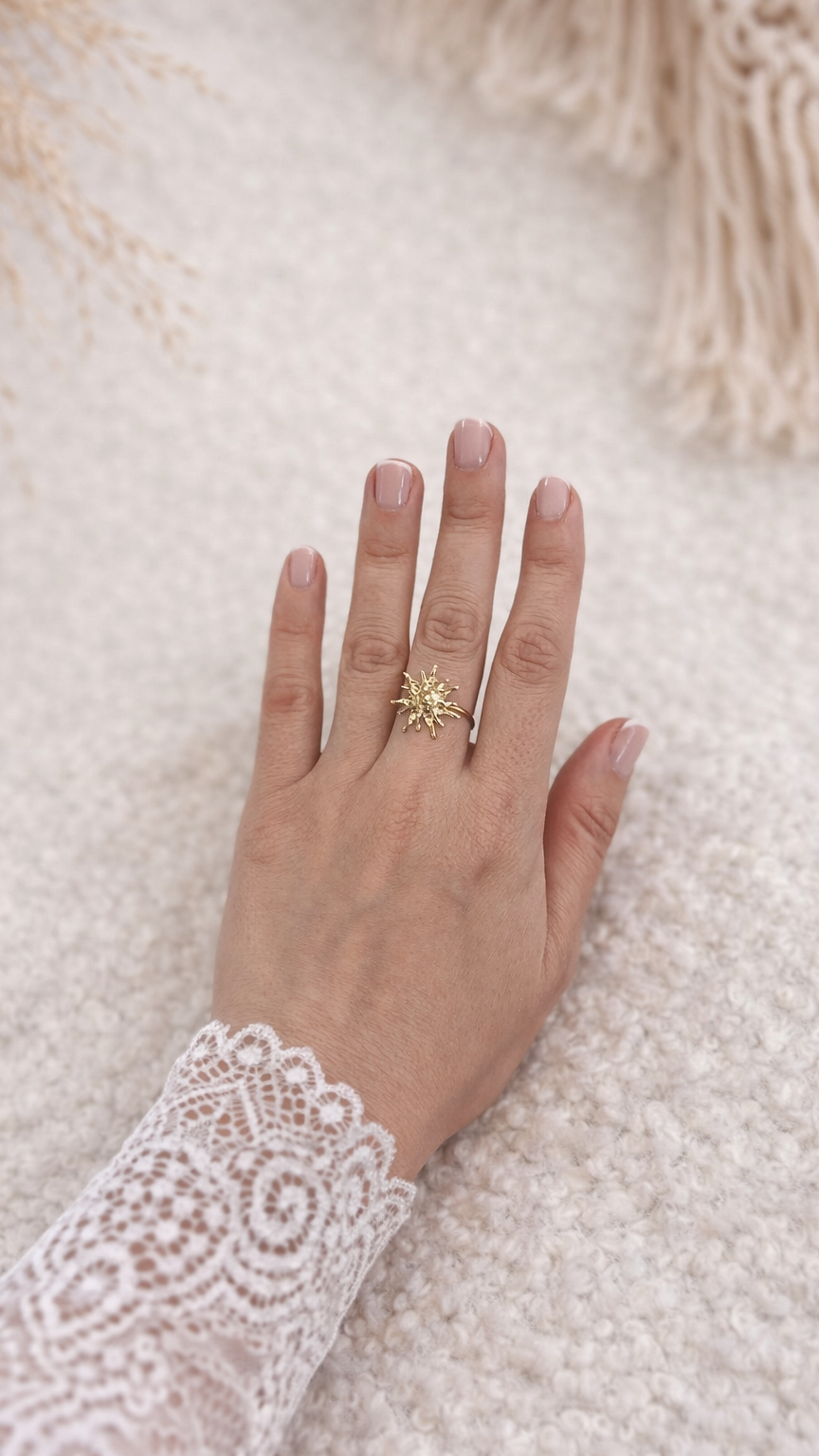 Bague acier inoxydable petit soleil