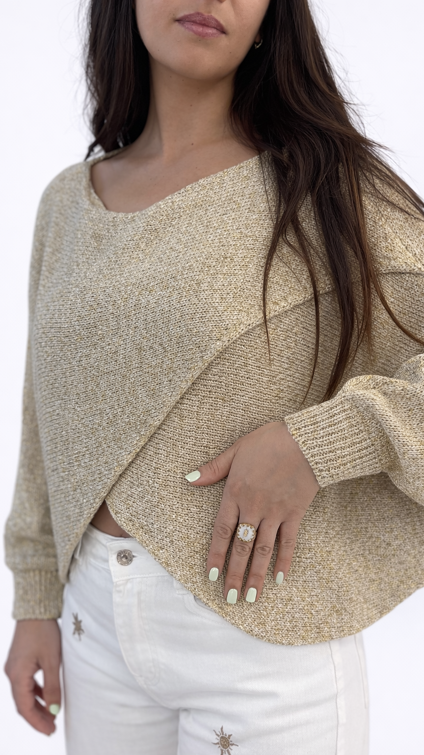 Bague acier inoxydable Leave