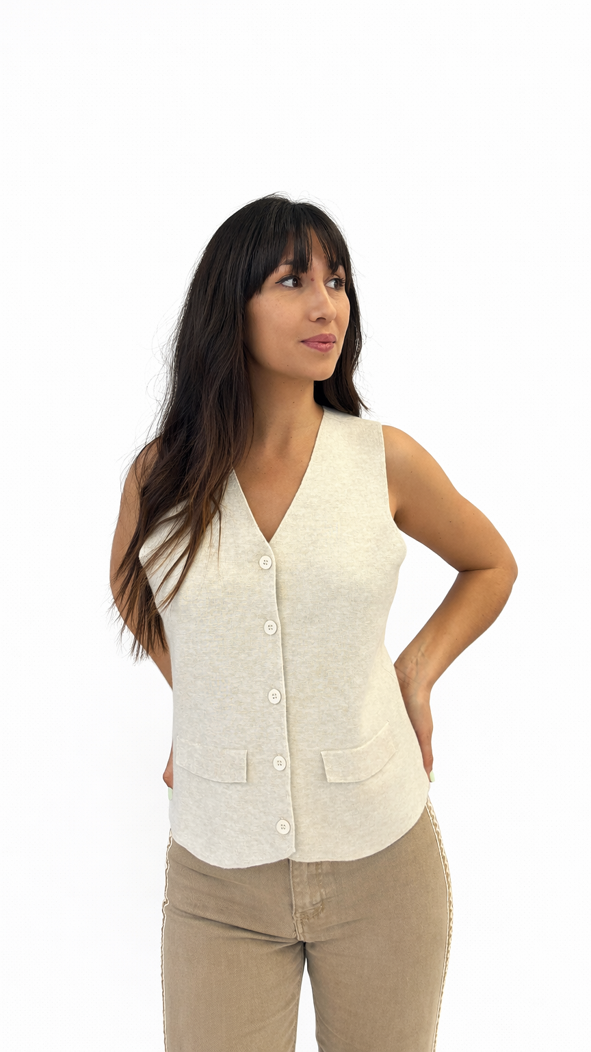 Gilet cardigan sans manches