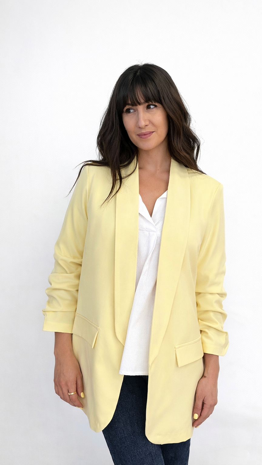 Veste blazer manches effet retroussé