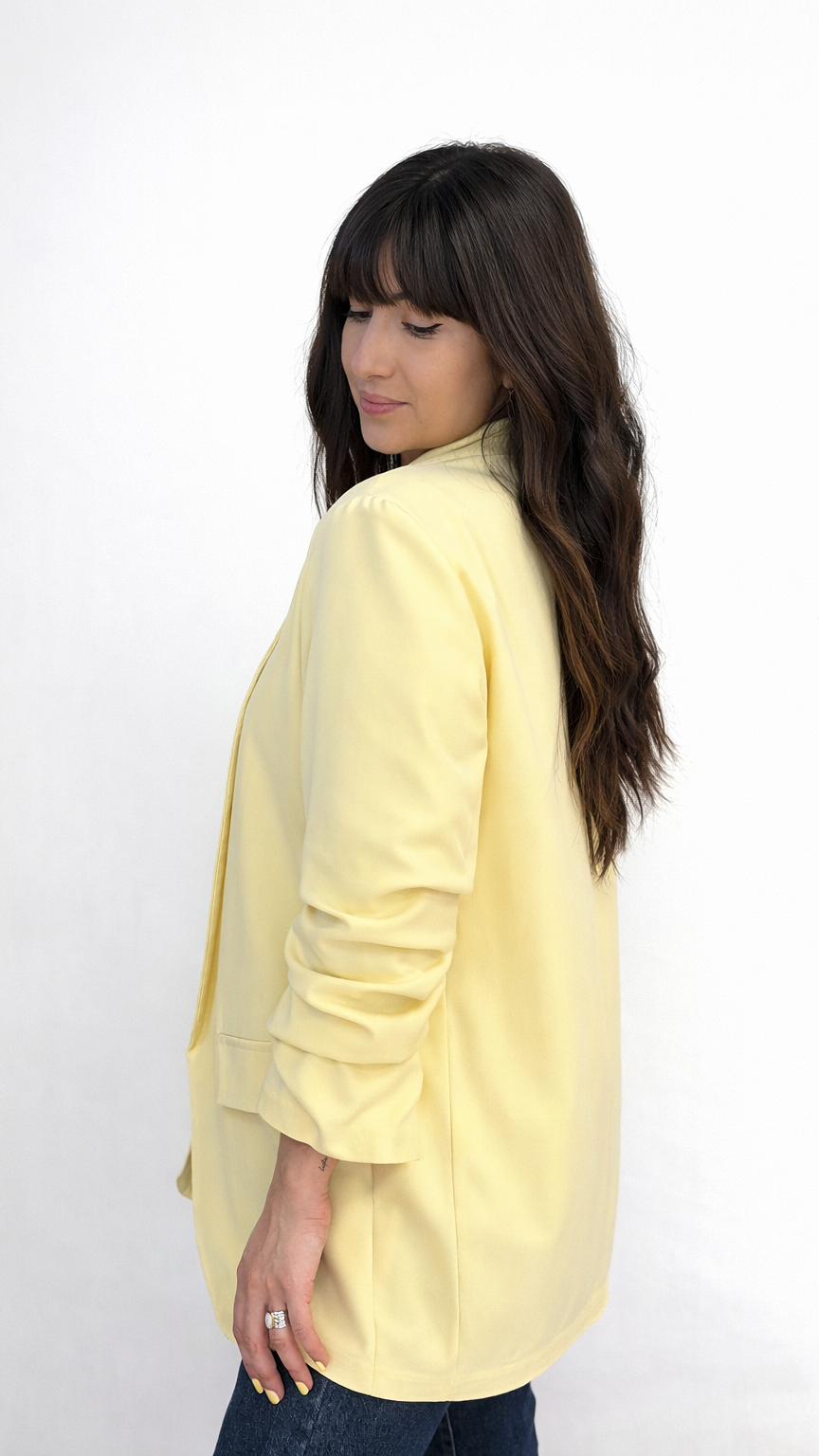 Veste blazer manches effet retroussé