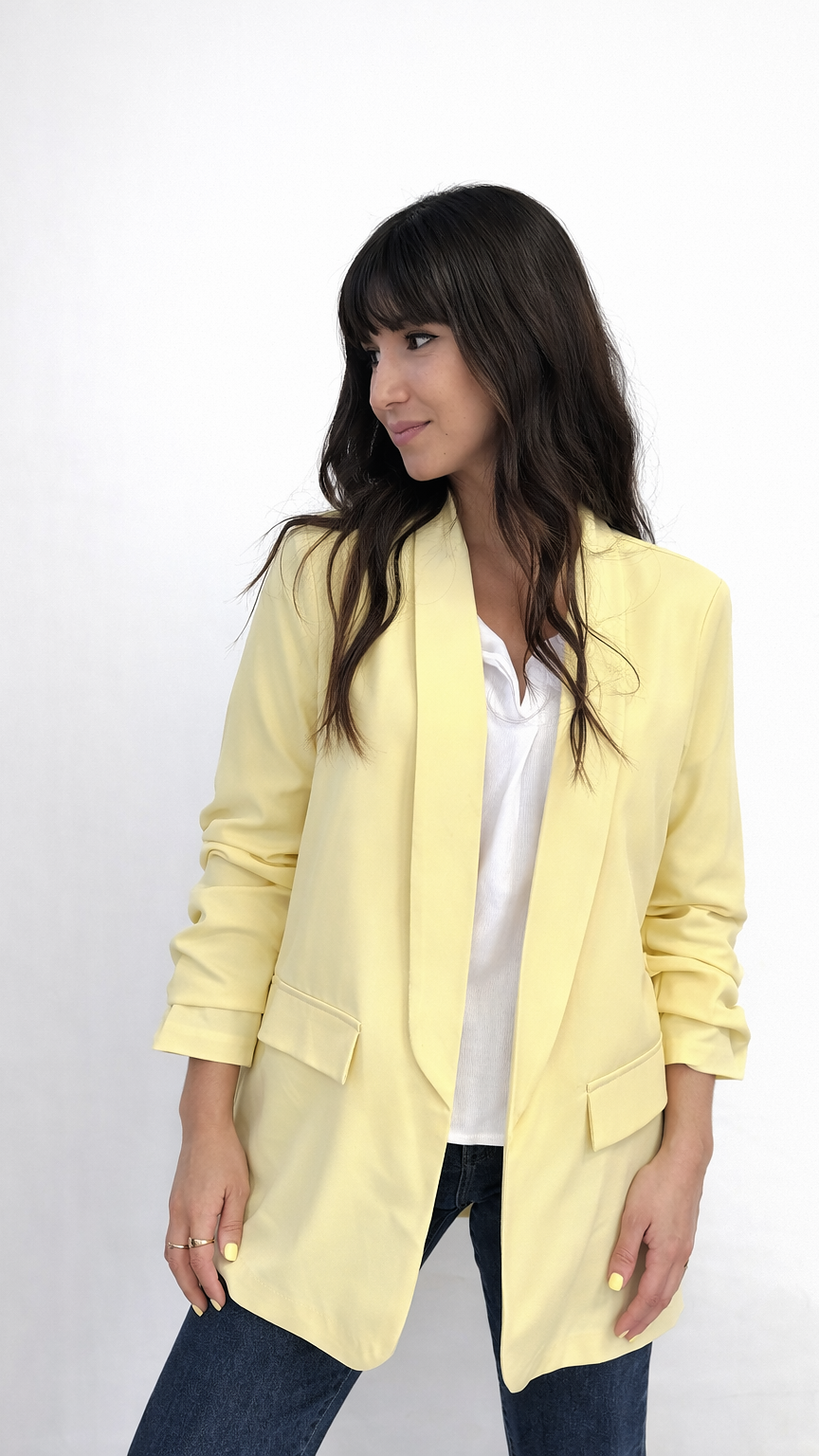 Veste blazer manches effet retroussé