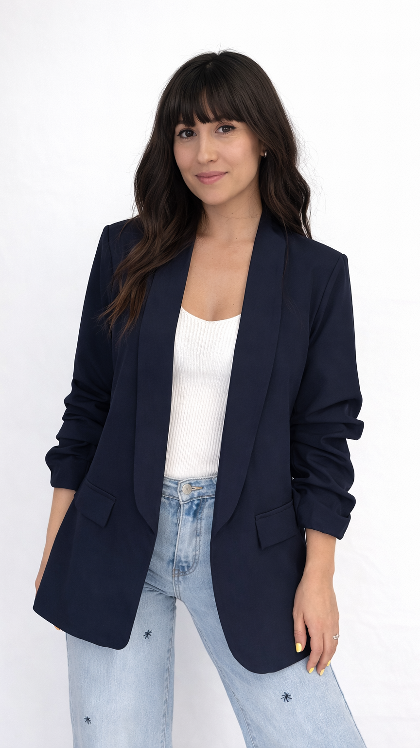 Veste blazer manches effet retroussé