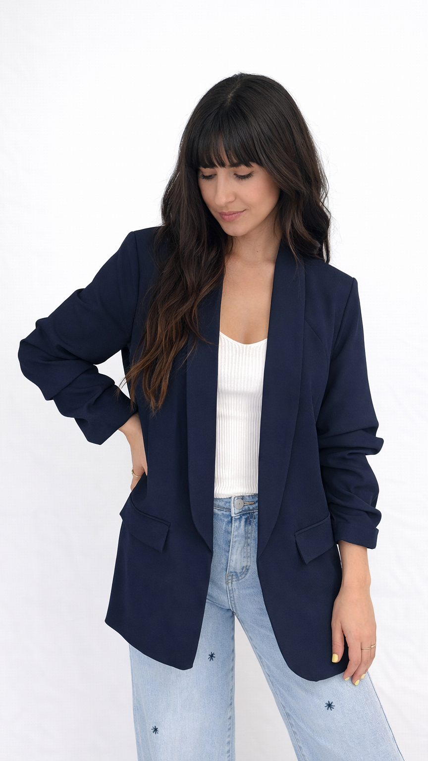 Veste blazer manches effet retroussé