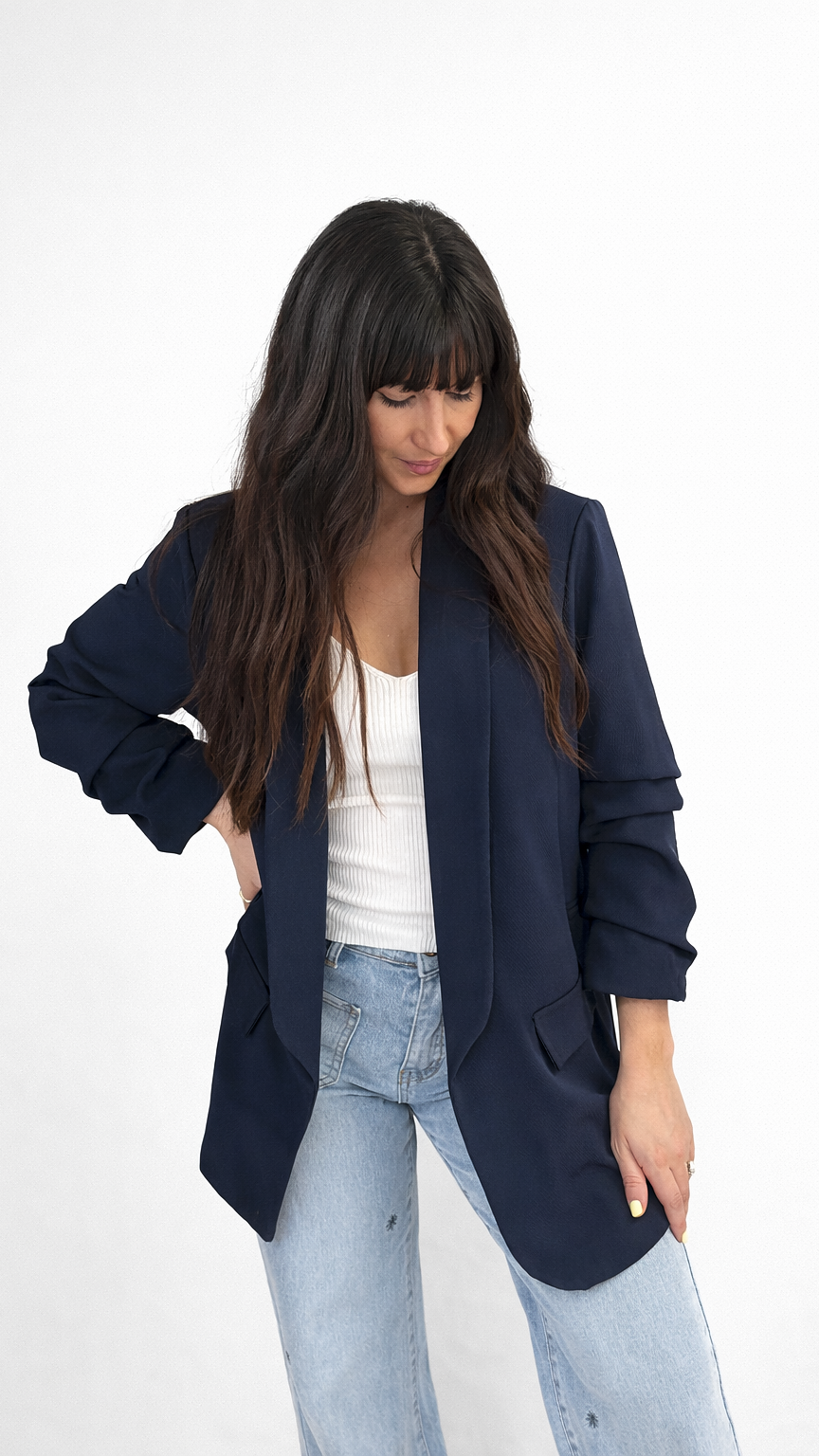 Veste blazer manches effet retroussé