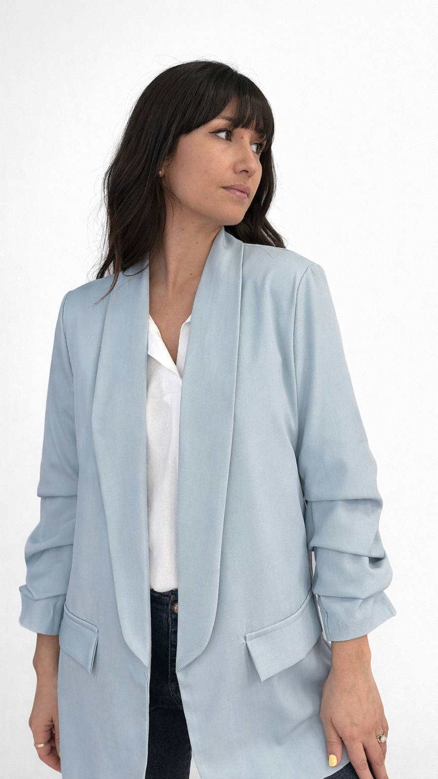 Veste blazer manches effet retroussé