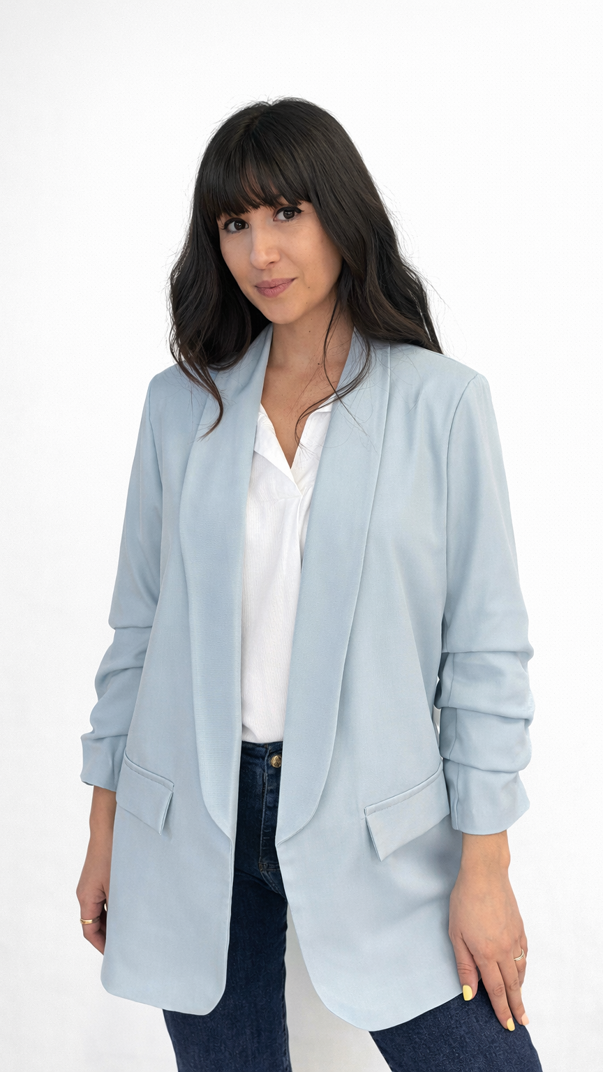 Veste blazer manches effet retroussé