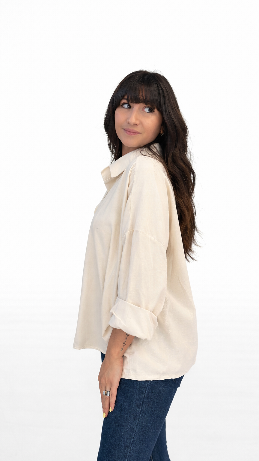 Chemise fine en velours côtelé