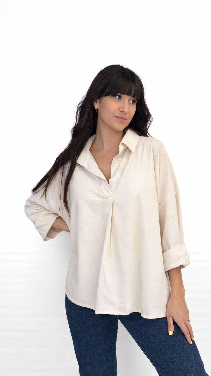 Chemise fine en velours côtelé