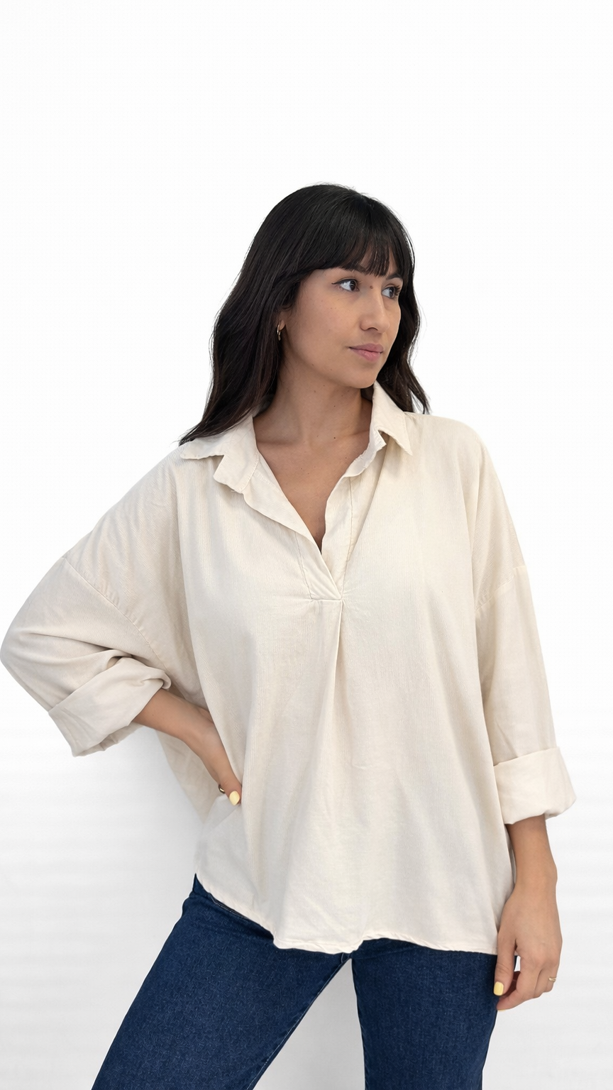 Chemise fine en velours côtelé