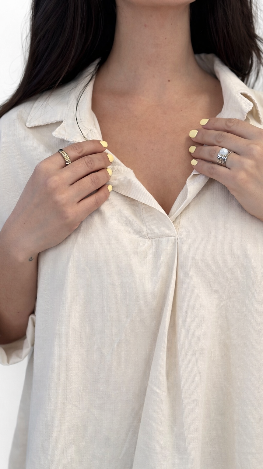 Chemise fine en velours côtelé