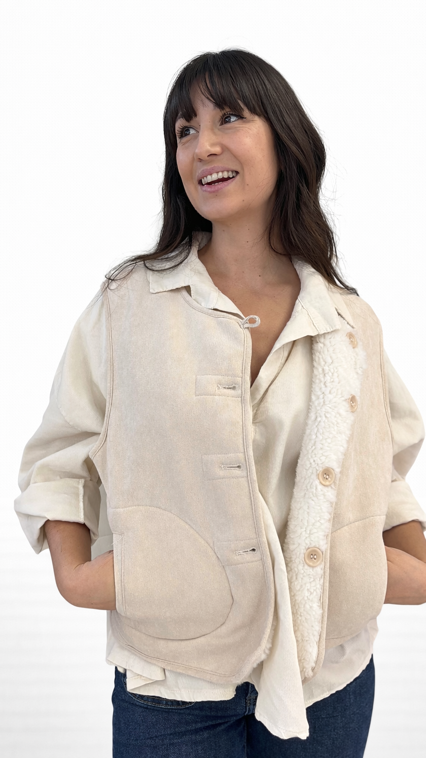 Gilet sans manche sherpa réversible