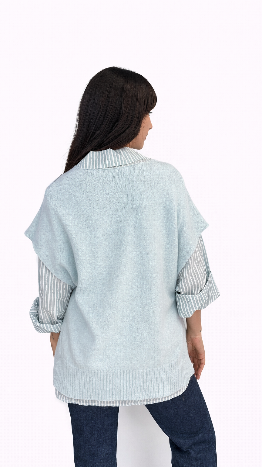 Pull sans manche fermeture bouton