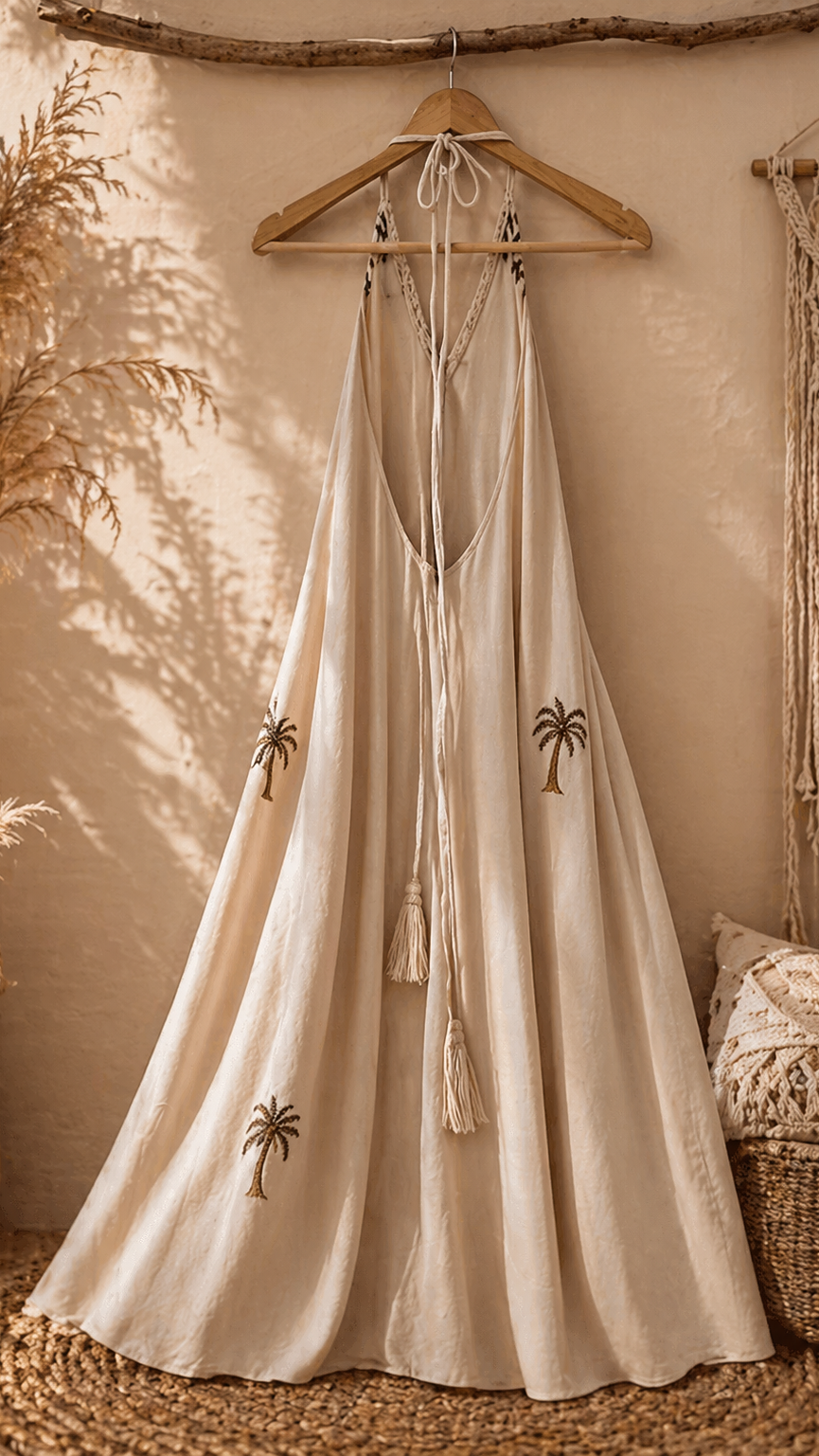 Robe longue dos nu palmier