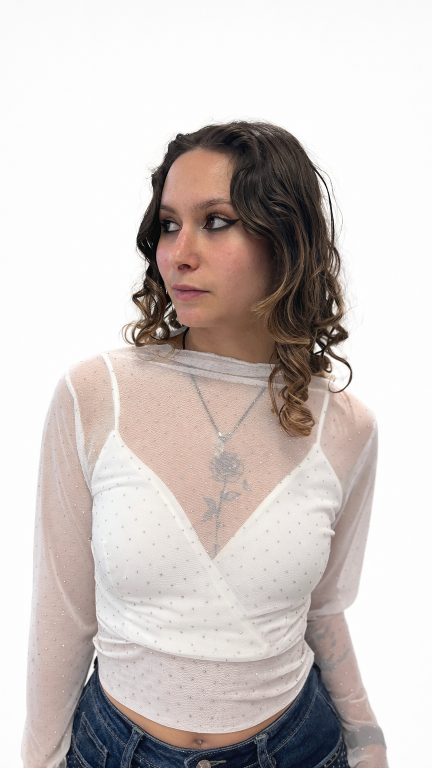 Top à strass transparent sexy