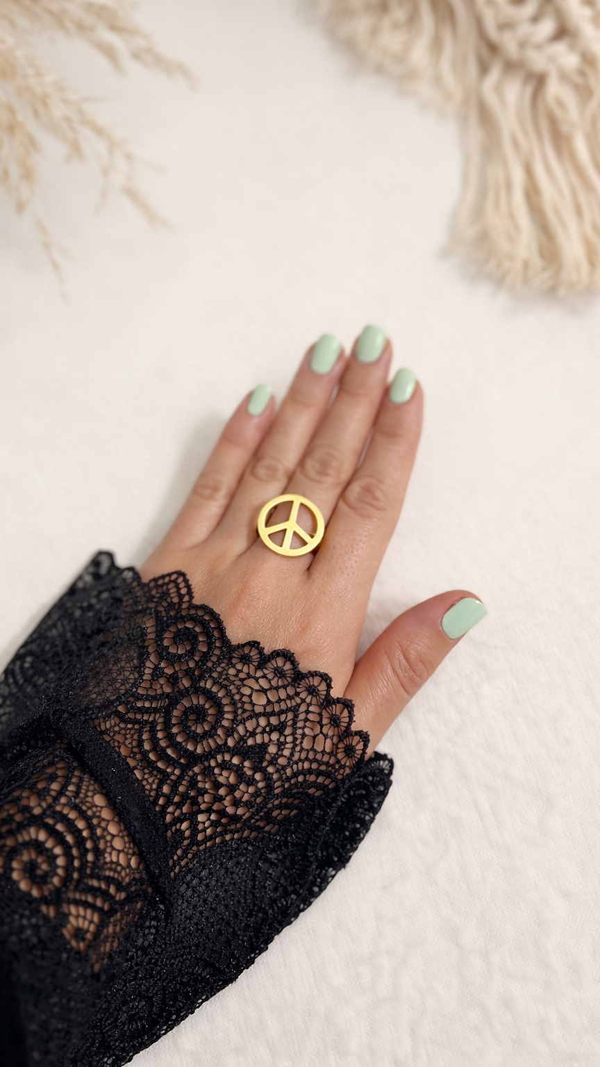 Bague acier inoxydable peace