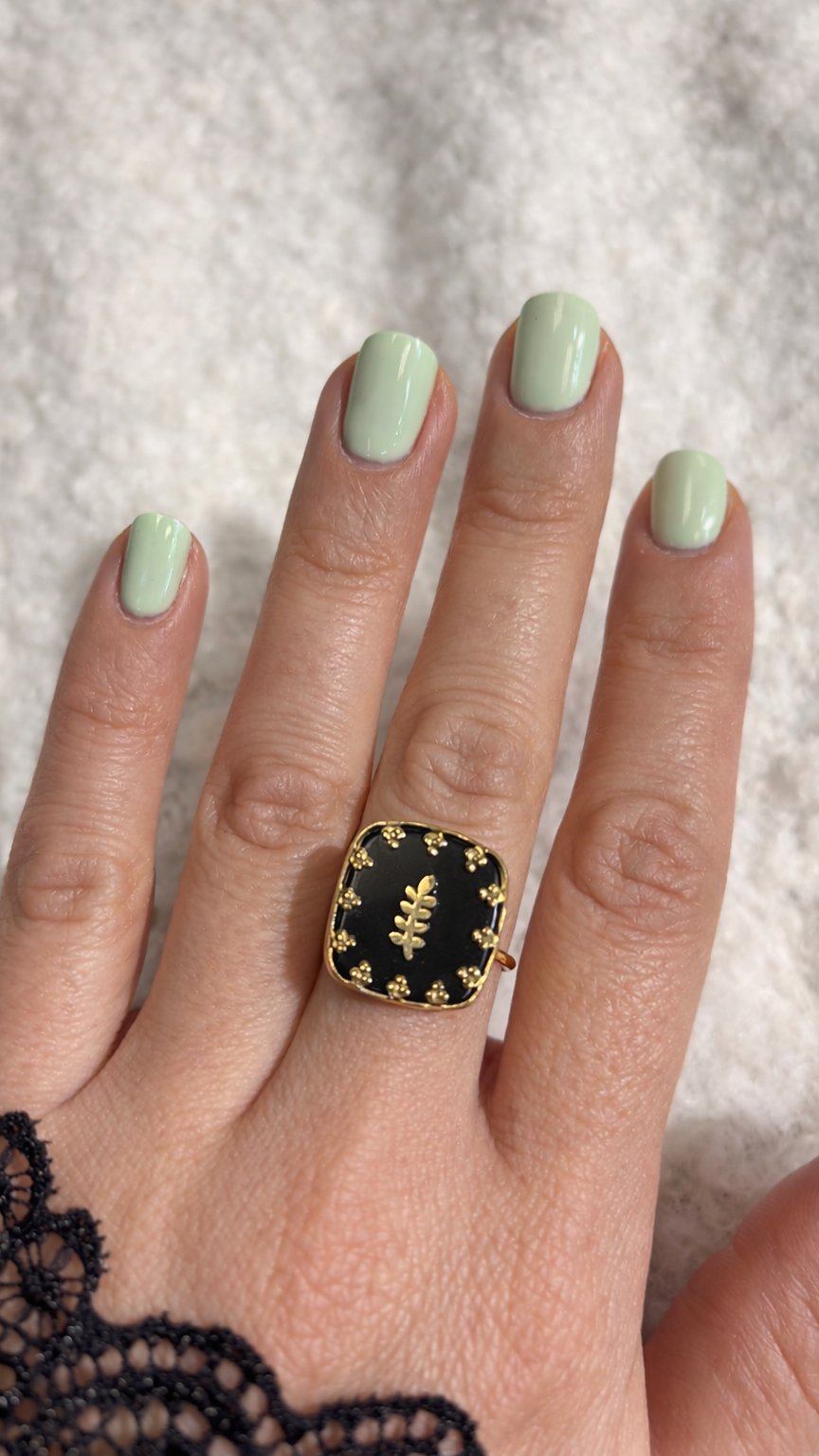 Bague acier inoxydable Leave