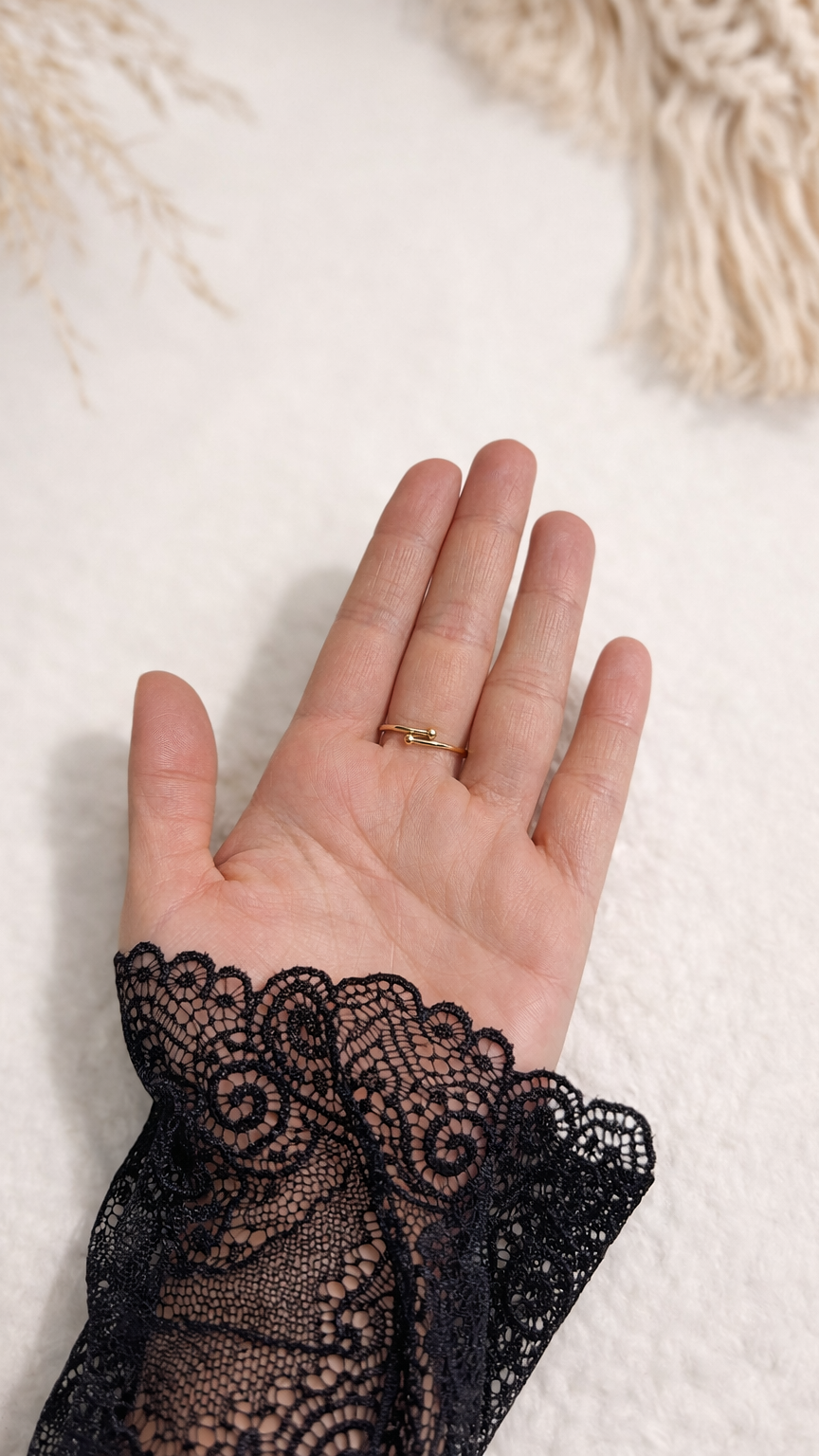 Bague acier inoxydable Leave