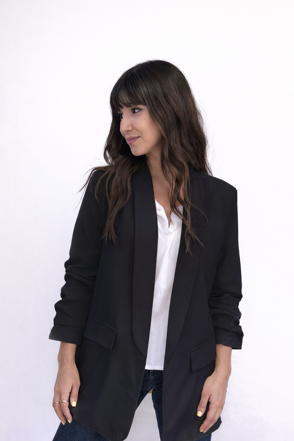 Veste blazer manches effet retroussé