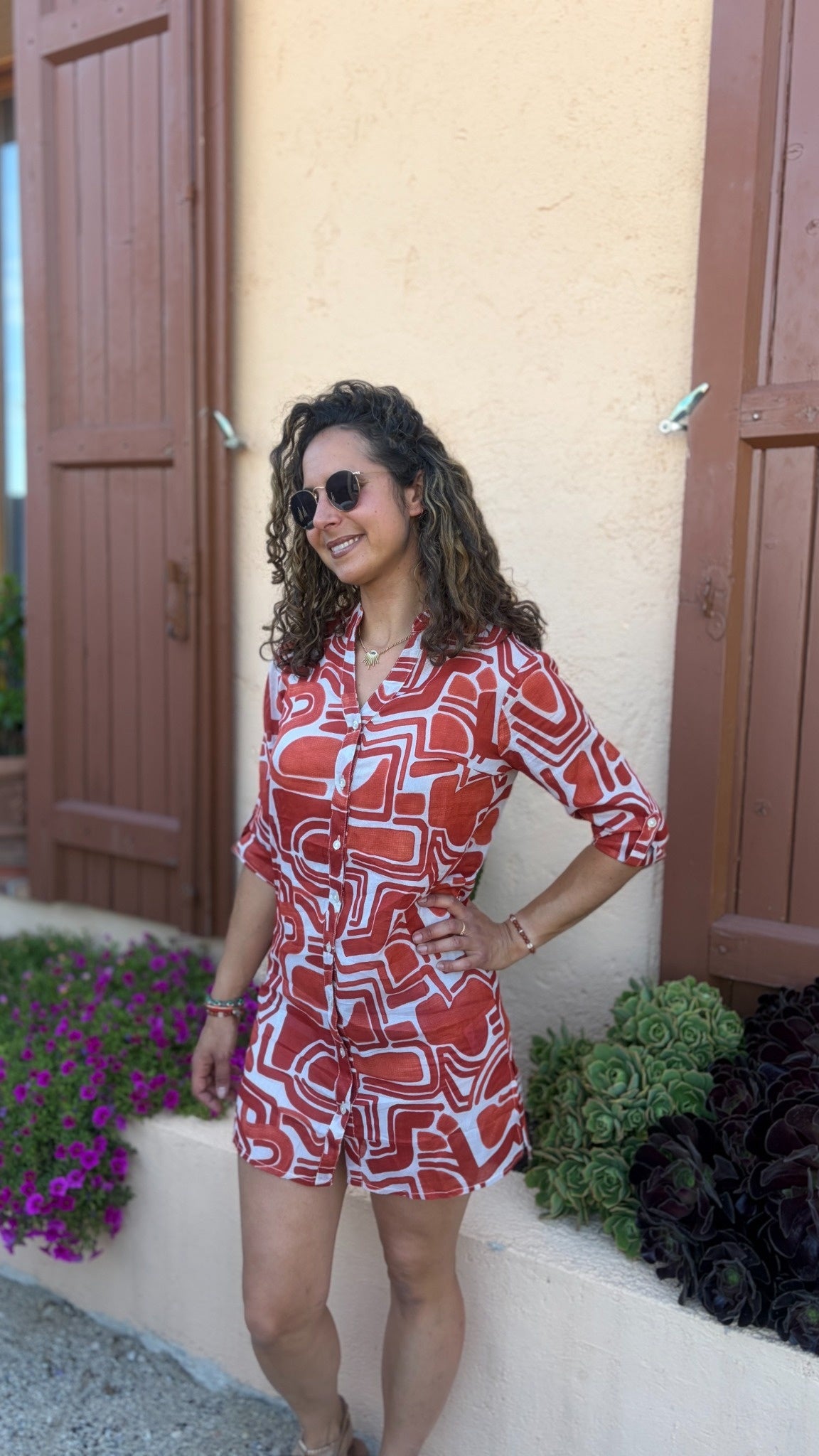 Robe tunique à motifs plage coline