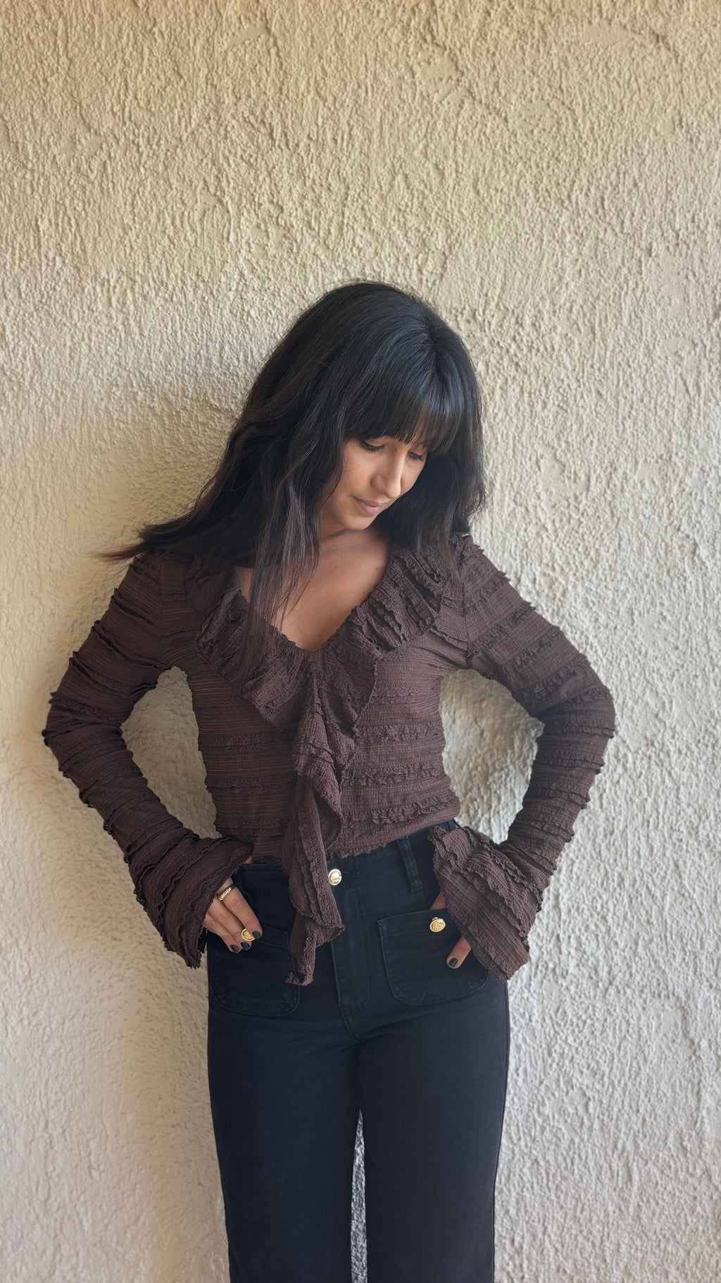 Top blouse froufrou plissée