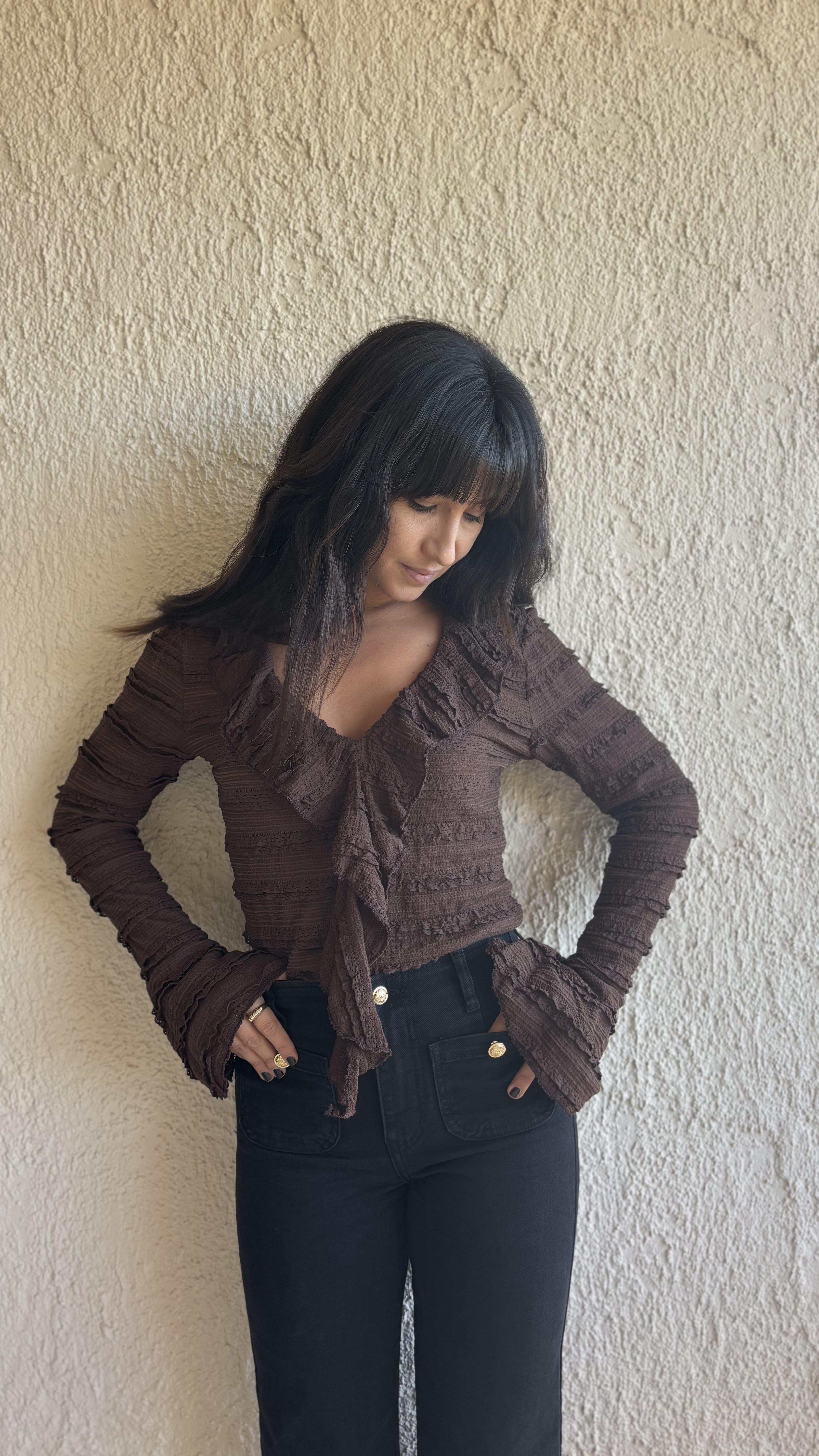 Top blouse froufrou plissée