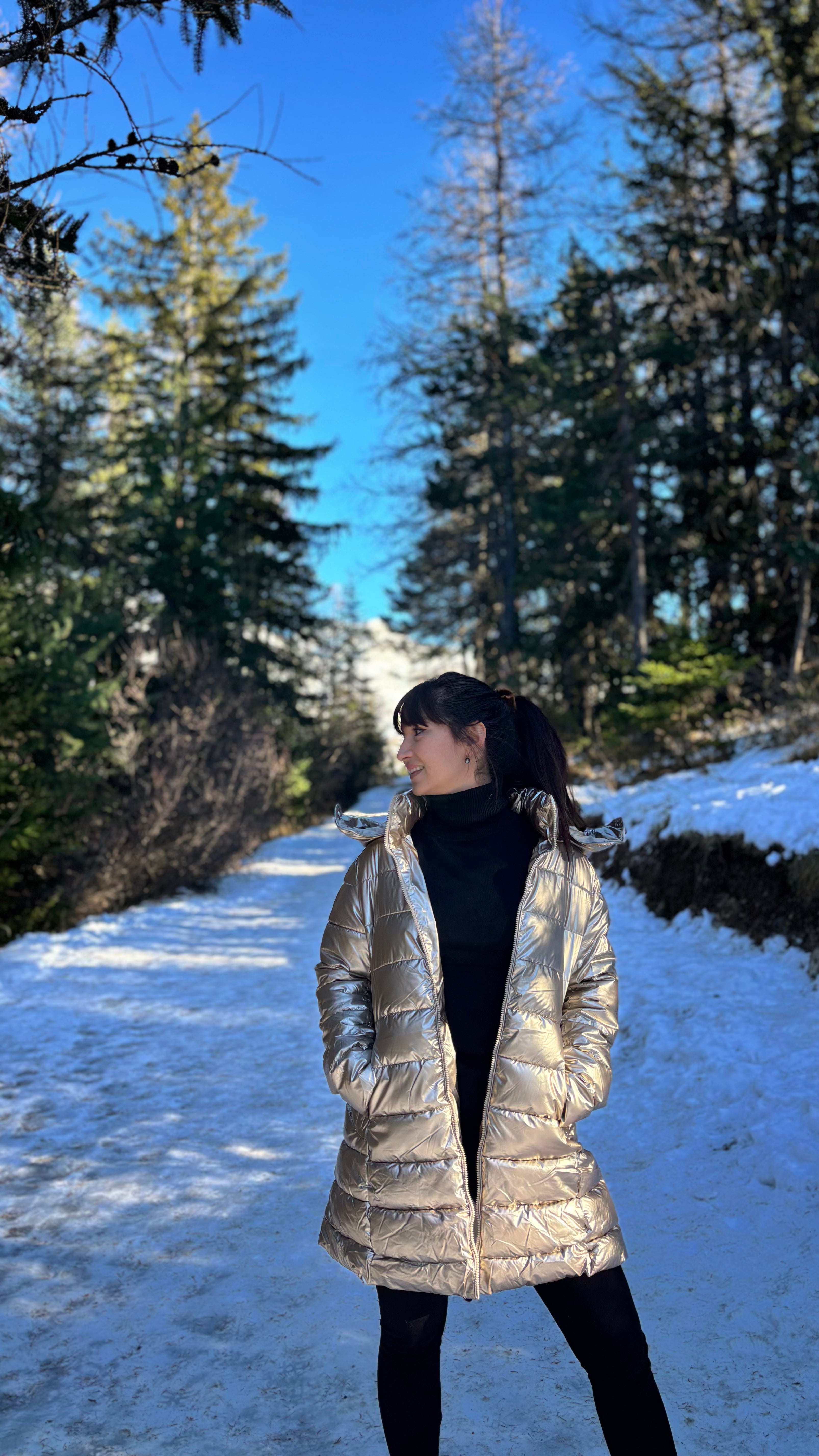 doudoune longue or métallisé 