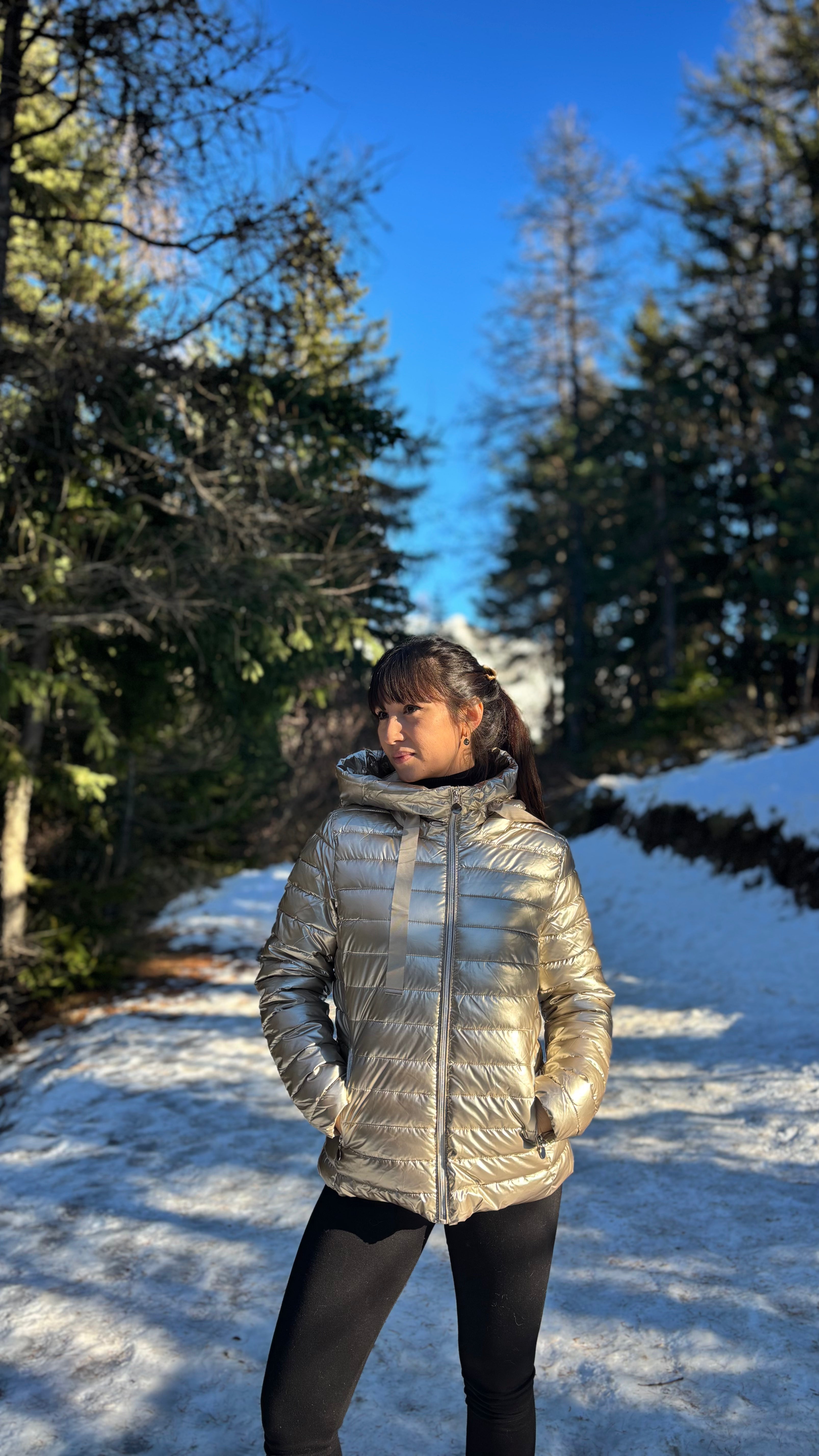 doudoune courte or métallisé 