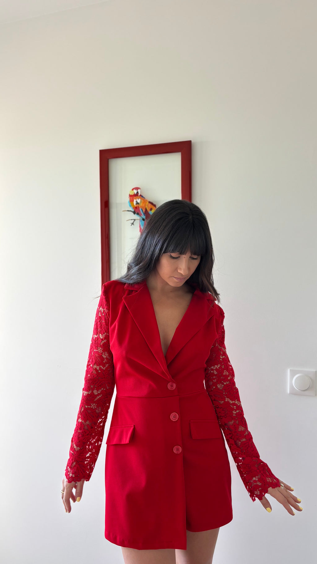 Combinaison short manches en dentelle