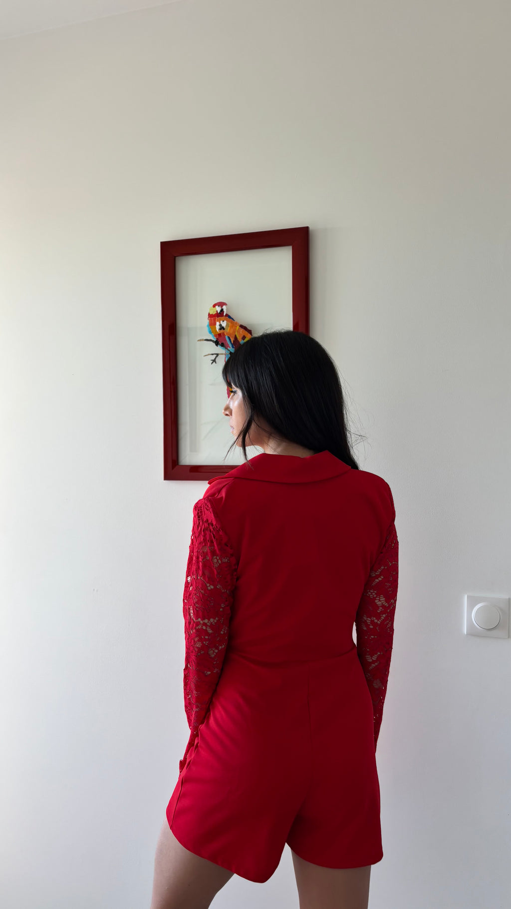 Combinaison short manches en dentelle