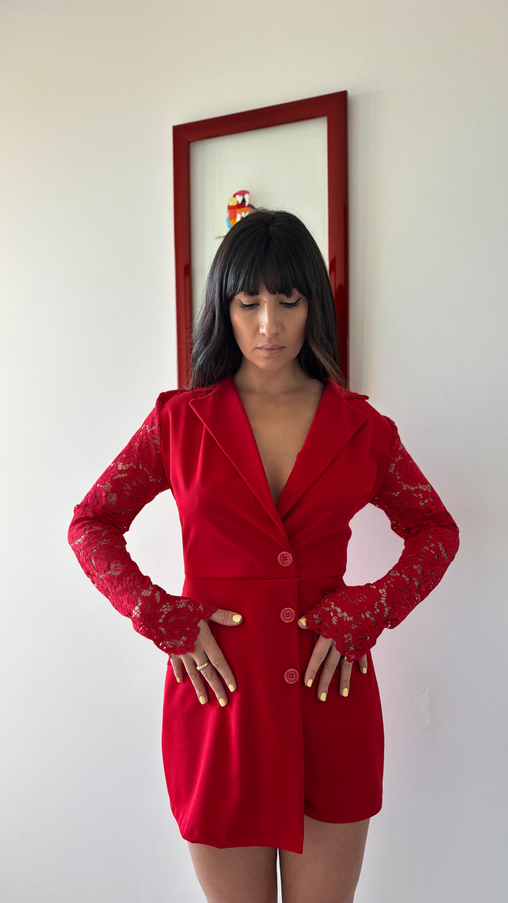 Combinaison short manches en dentelle