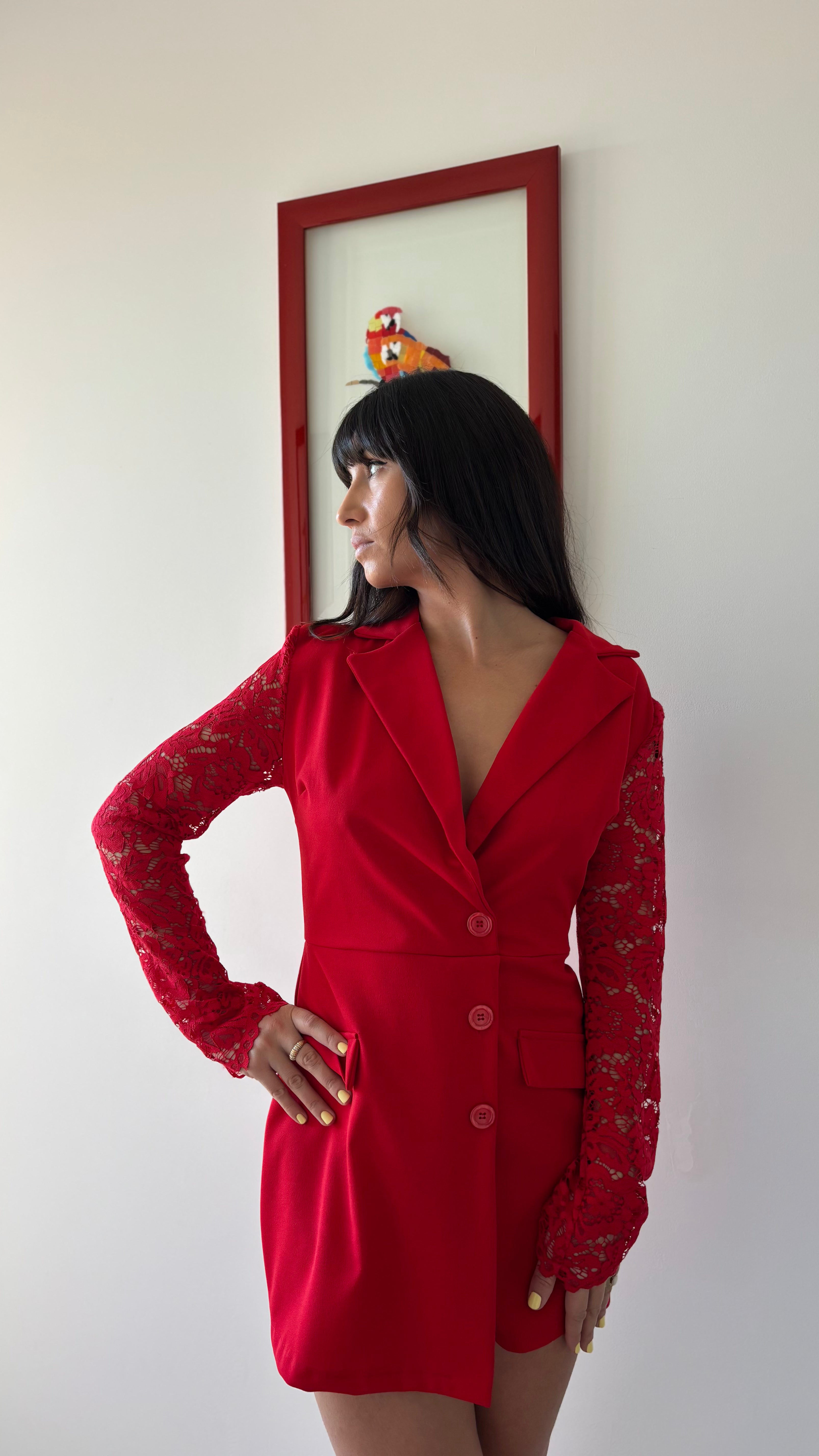 Combinaison short manches en dentelle