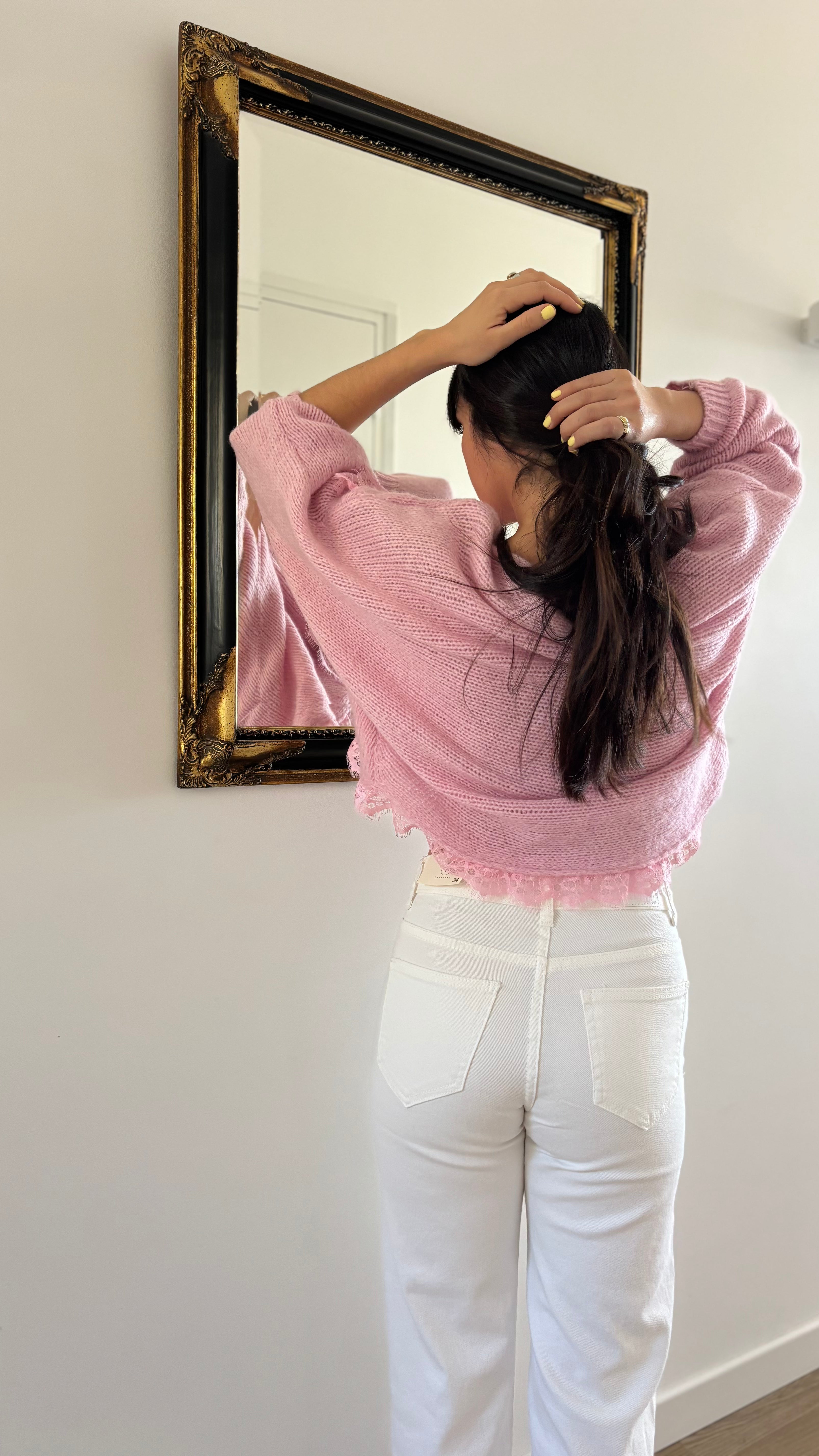 Jean droit broderie soleil