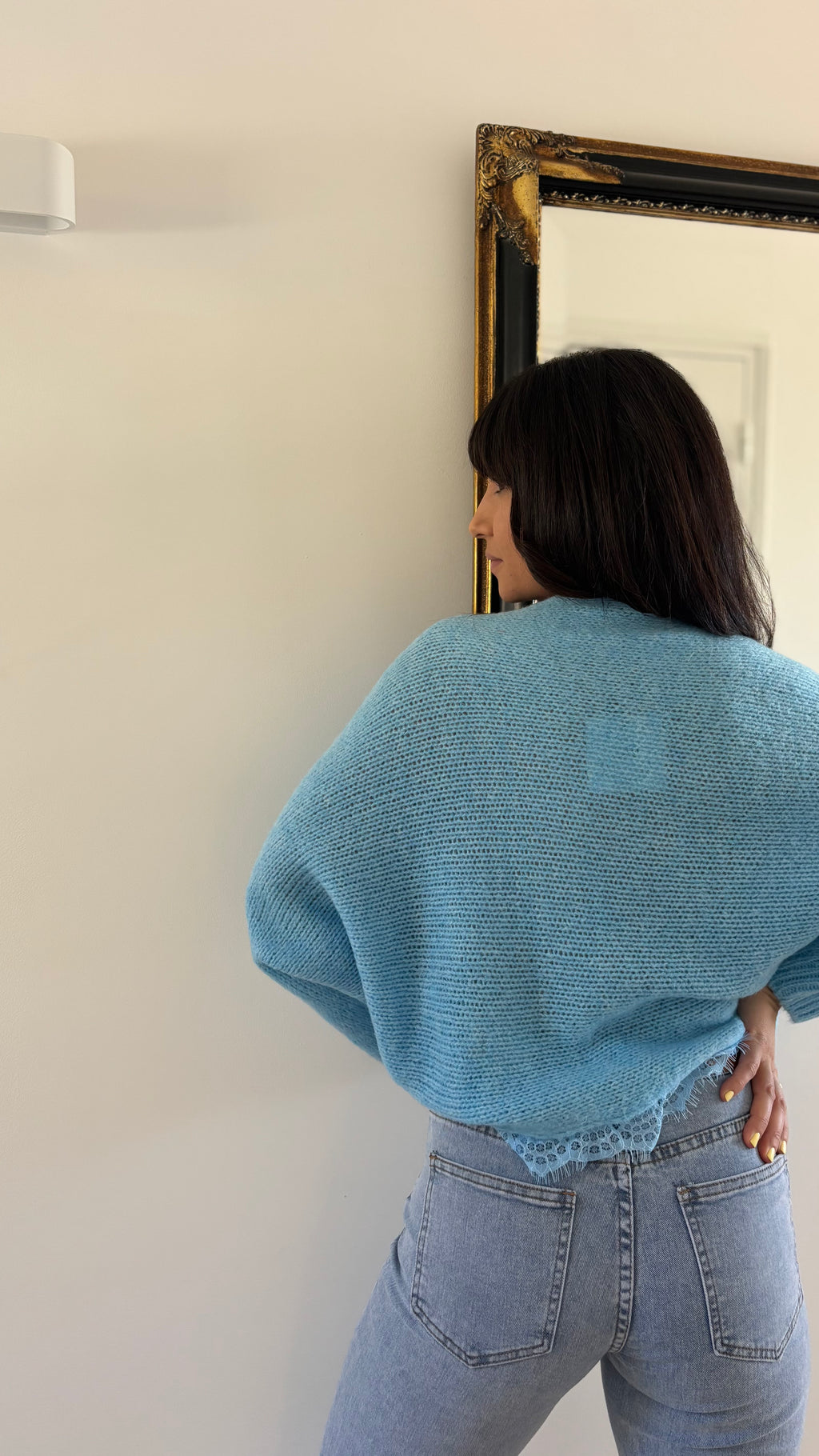 Jean droit broderie soleil