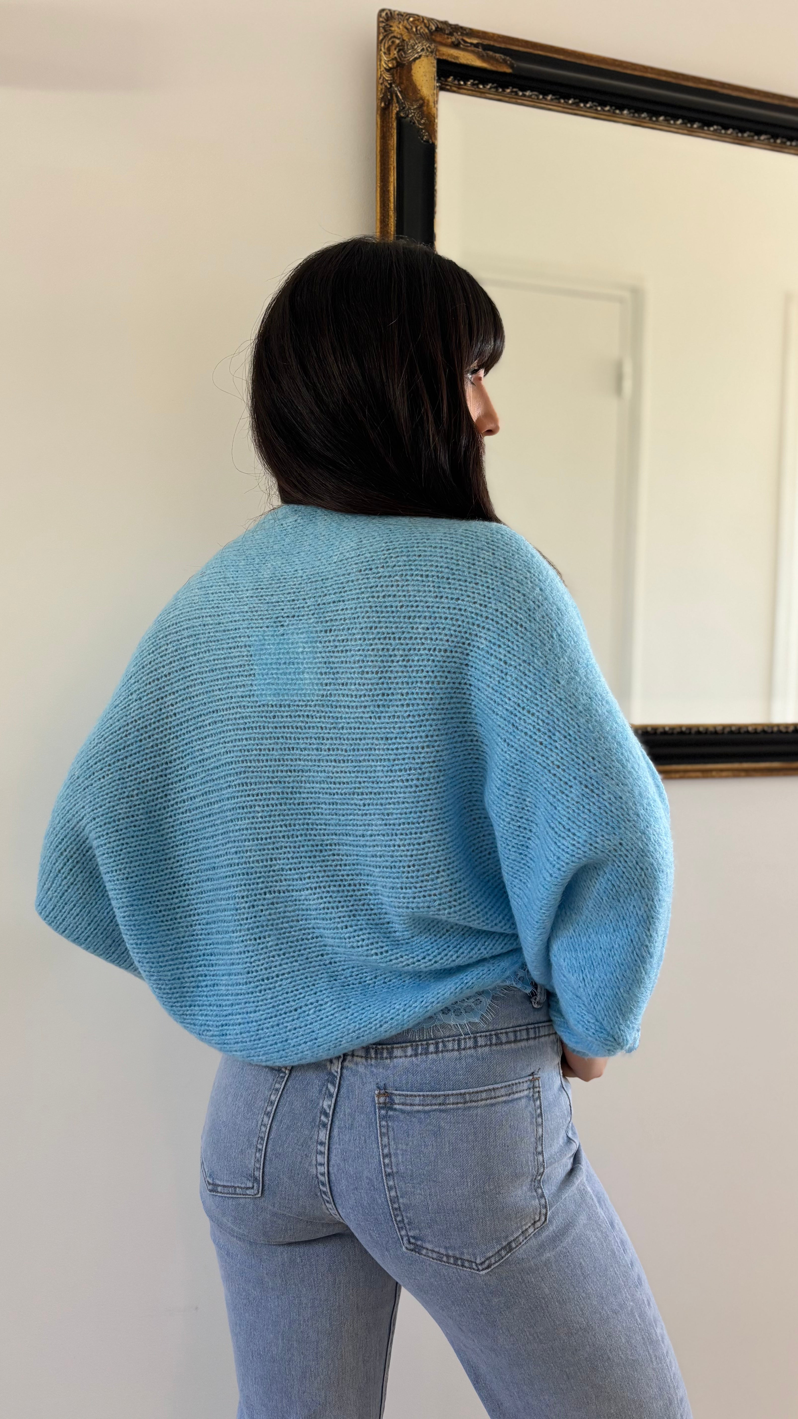 Jean droit broderie soleil