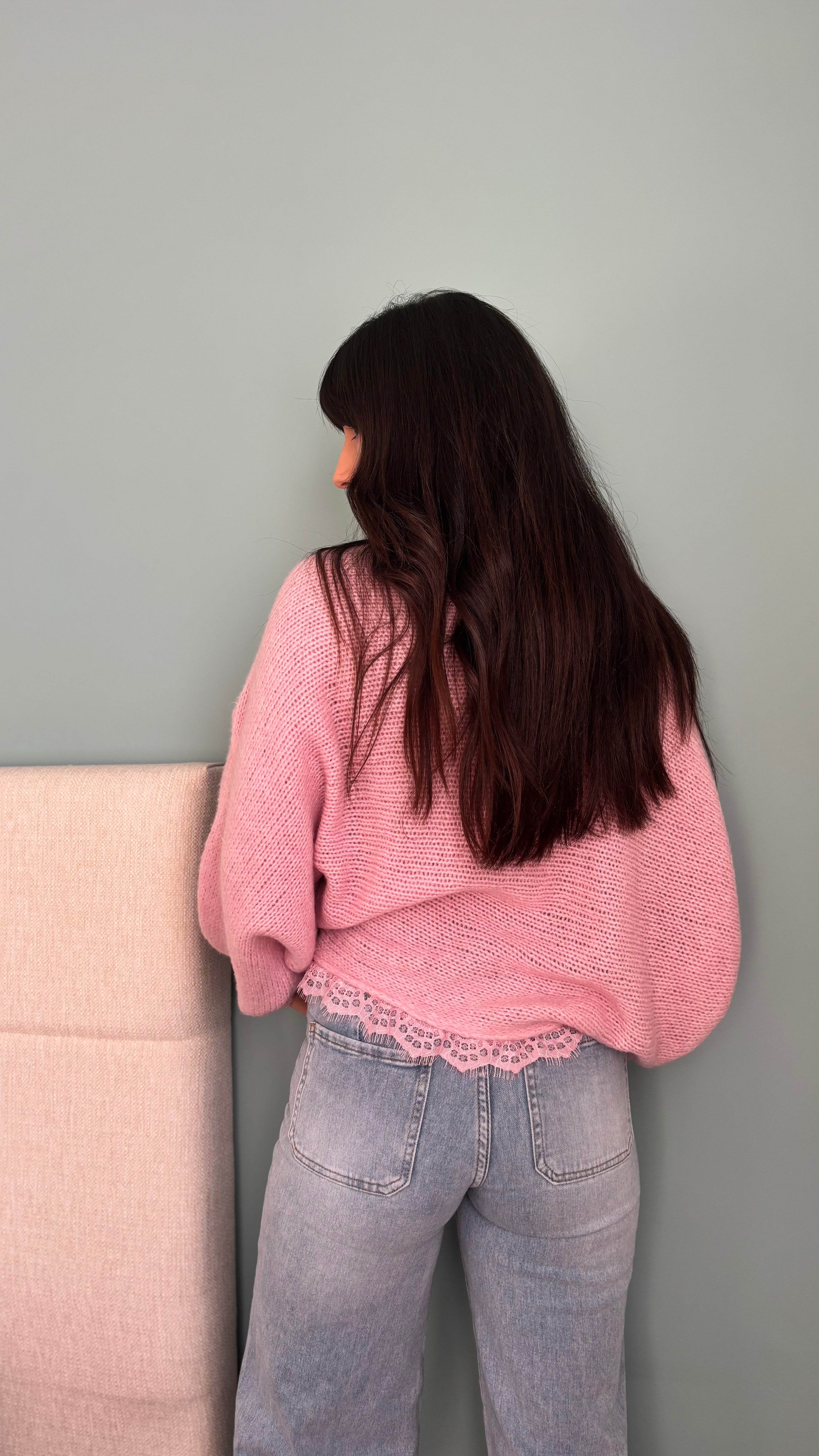 Jean jambe large broderie fleur