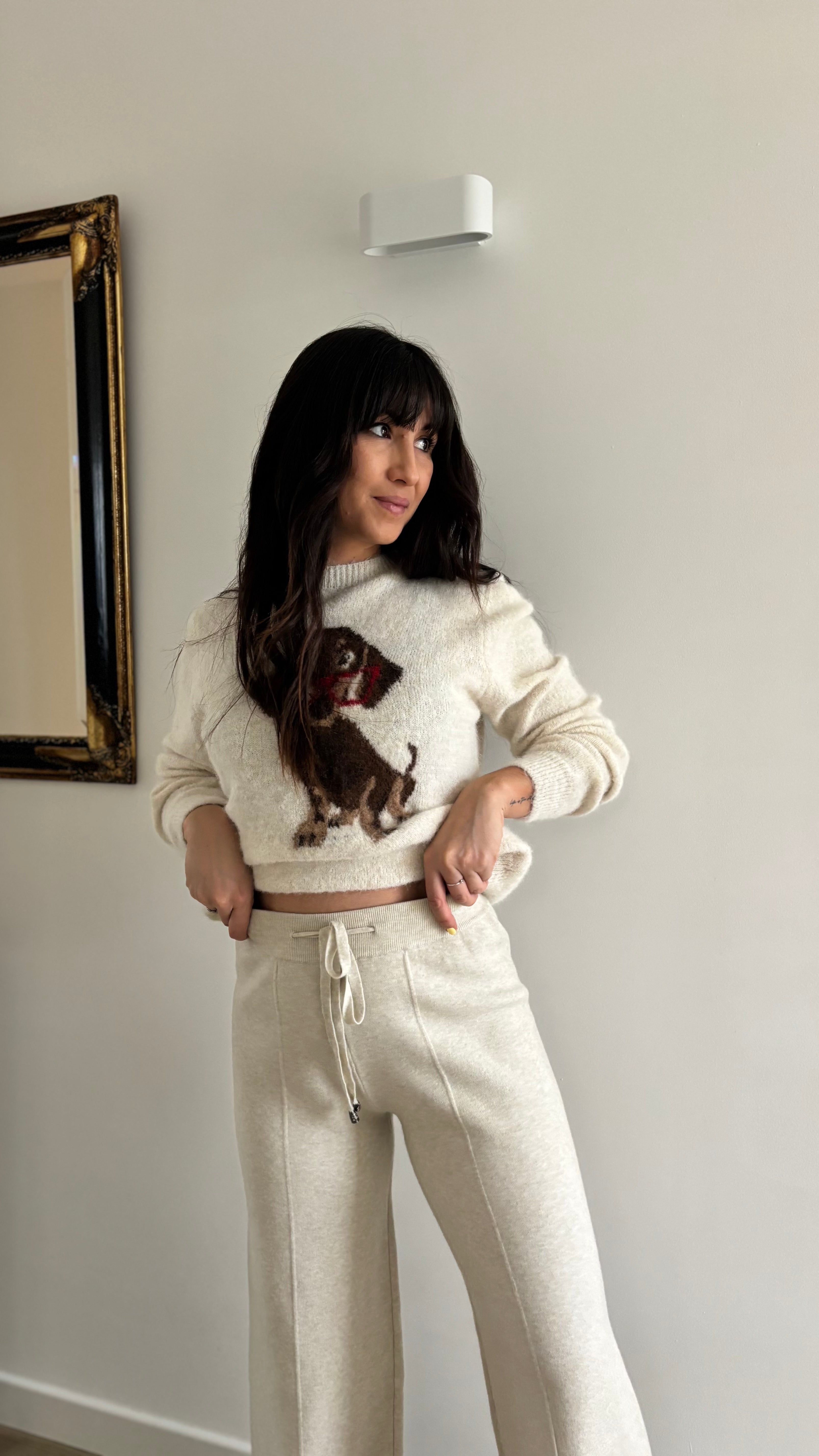 Pantalon en maille jambe large