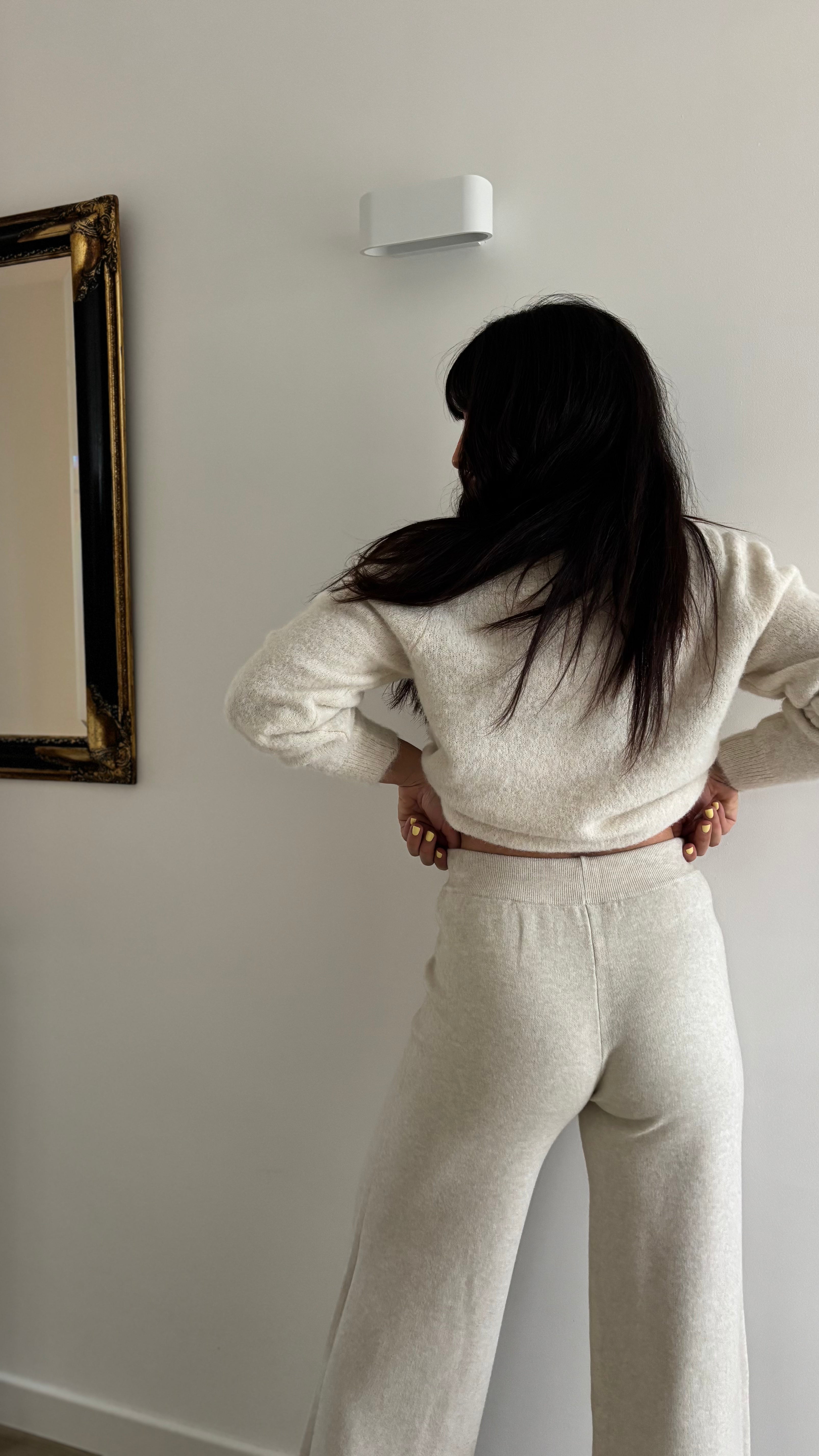 Pantalon en maille jambe large