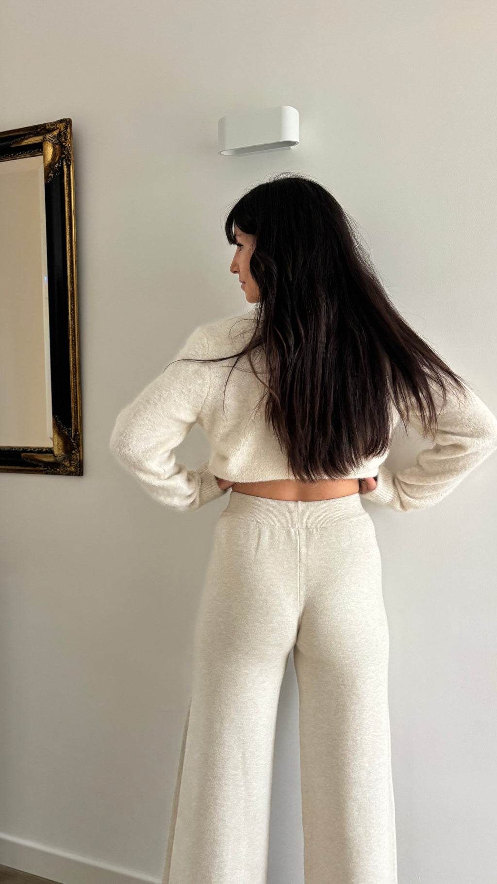 Pantalon en maille jambe large