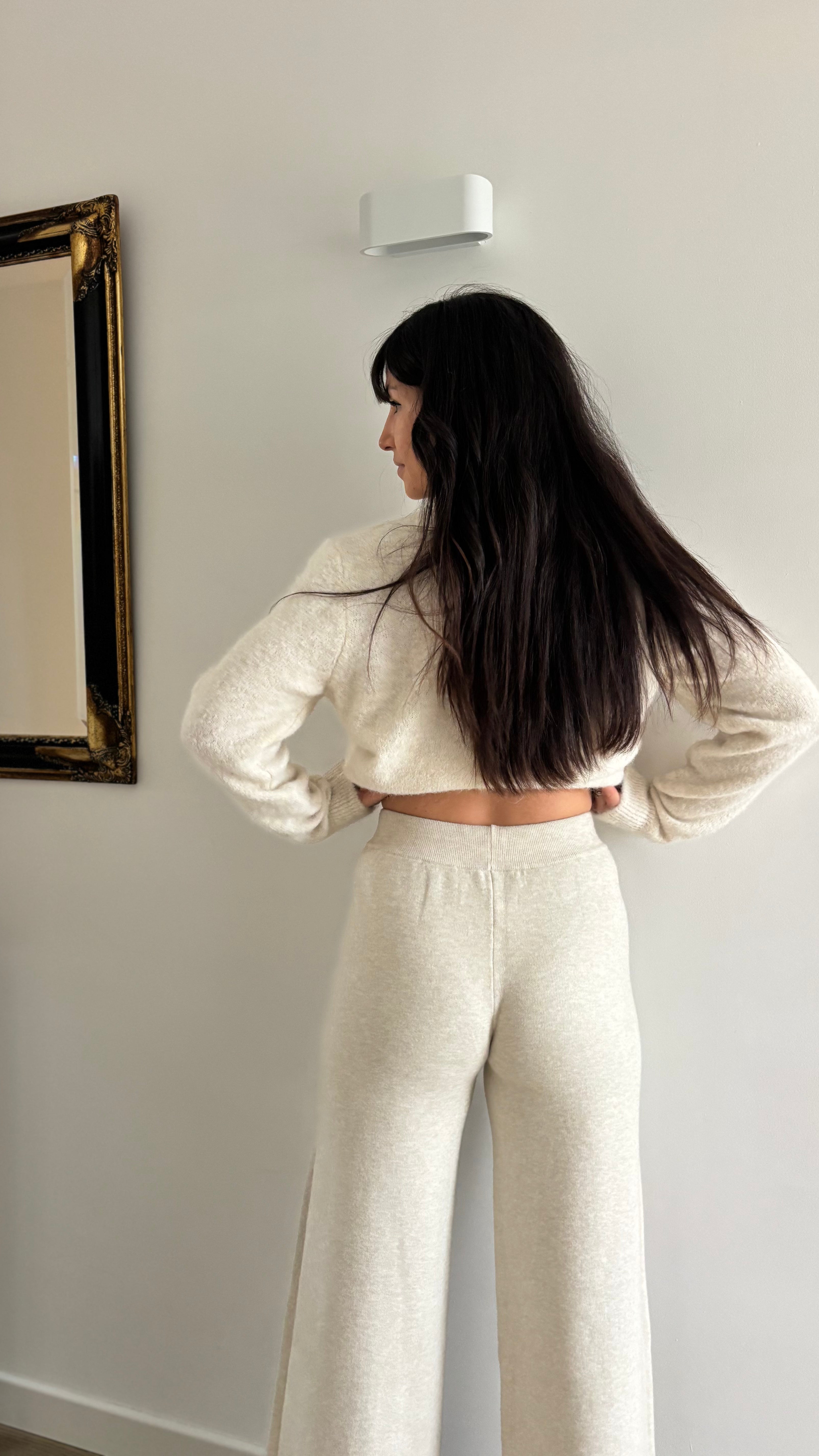 Pantalon en maille jambe large