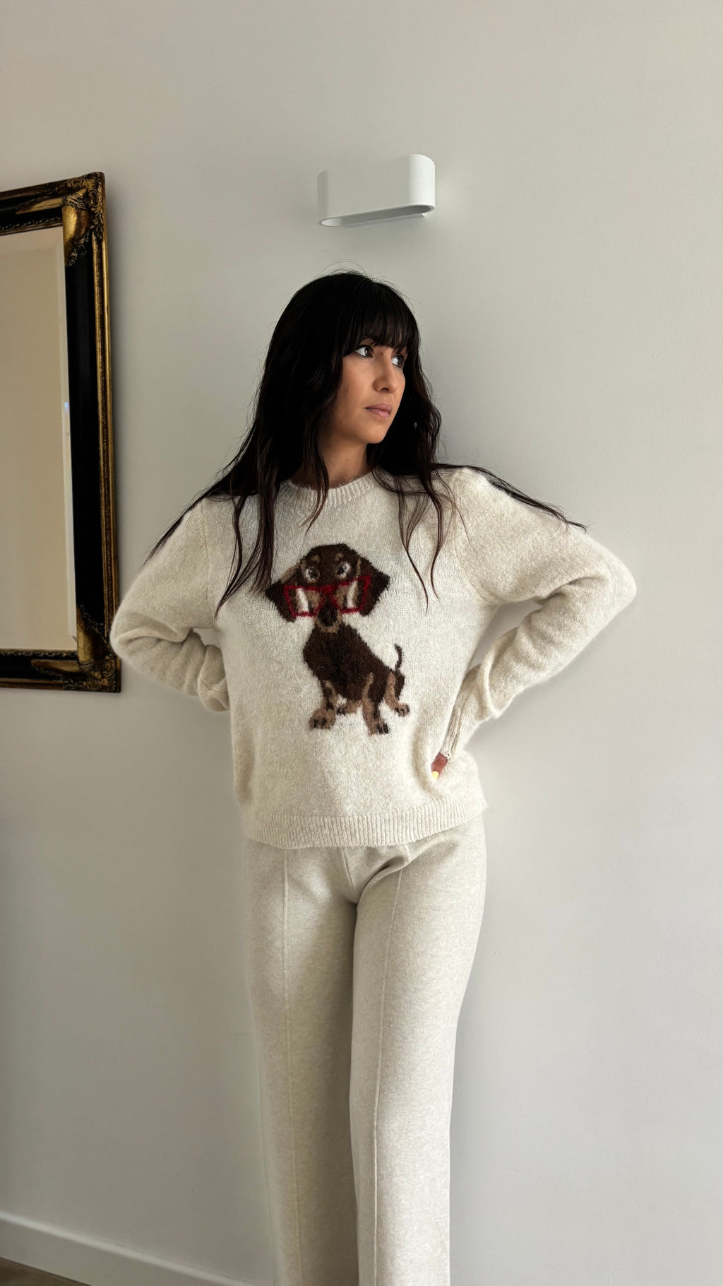 Pantalon en maille jambe large