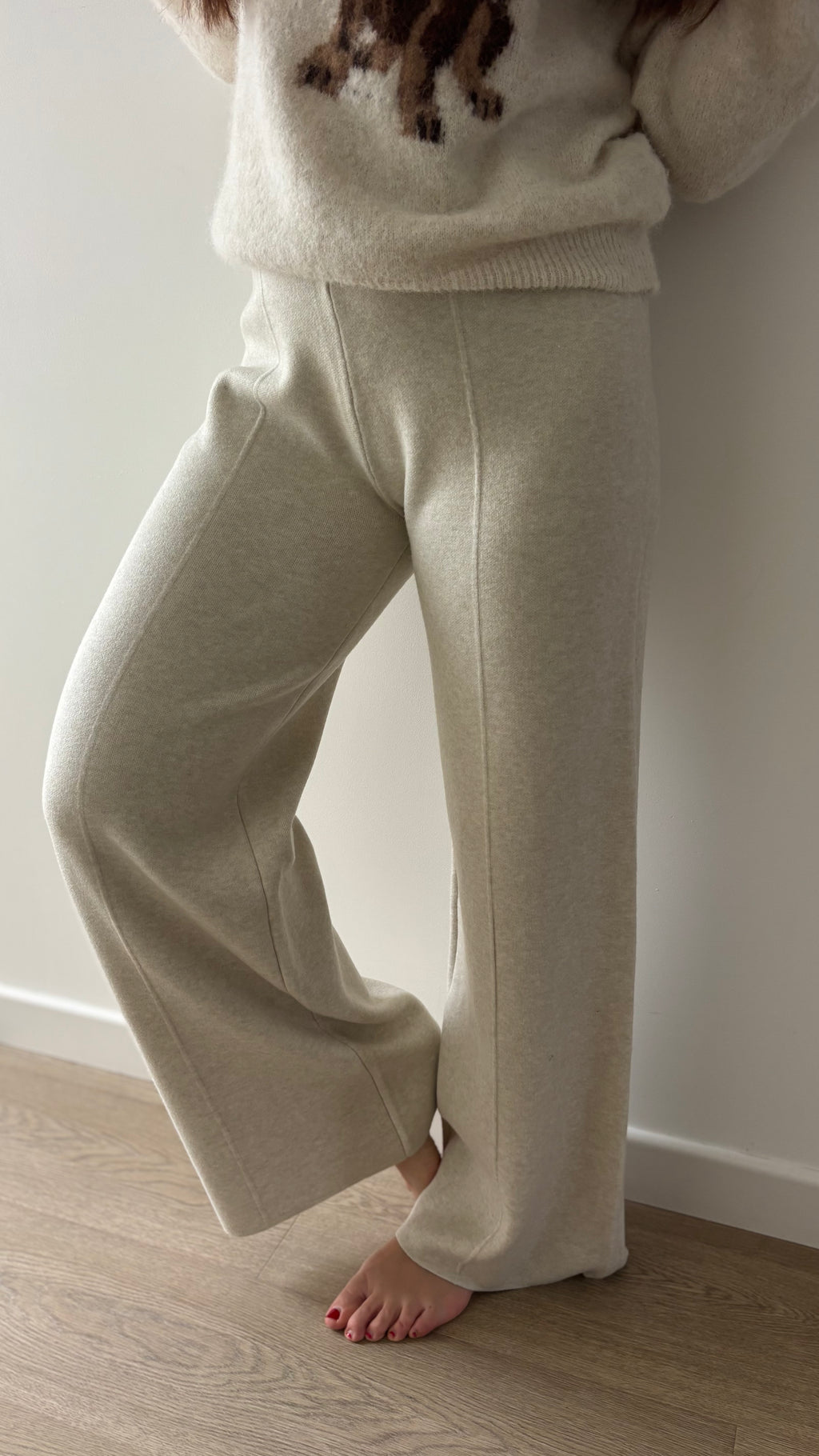 Pantalon en maille jambe large