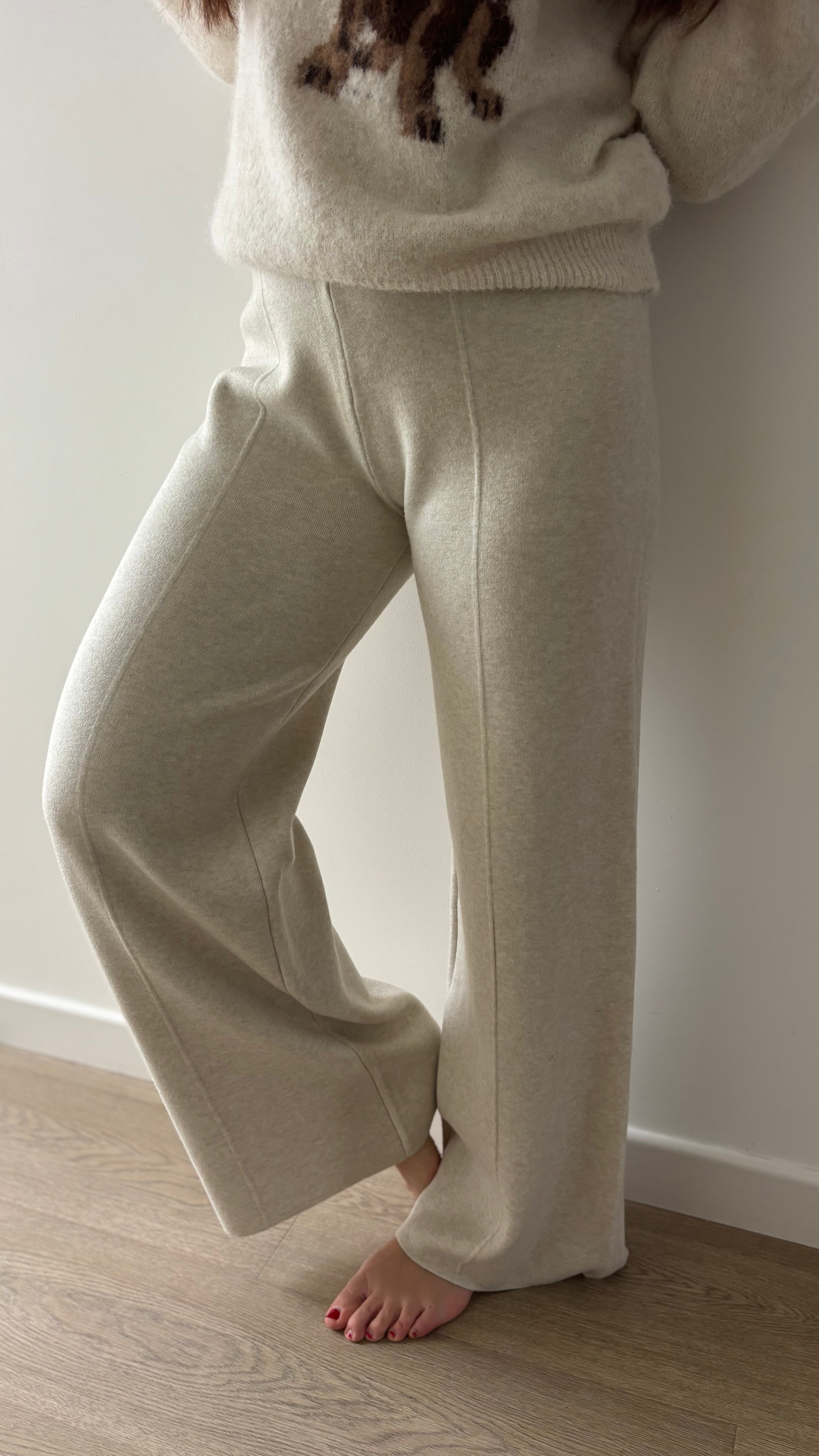 Pantalon en maille jambe large