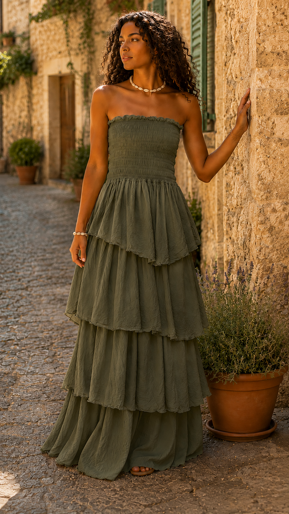 Robe bustier longue Lepassageboutique kaki