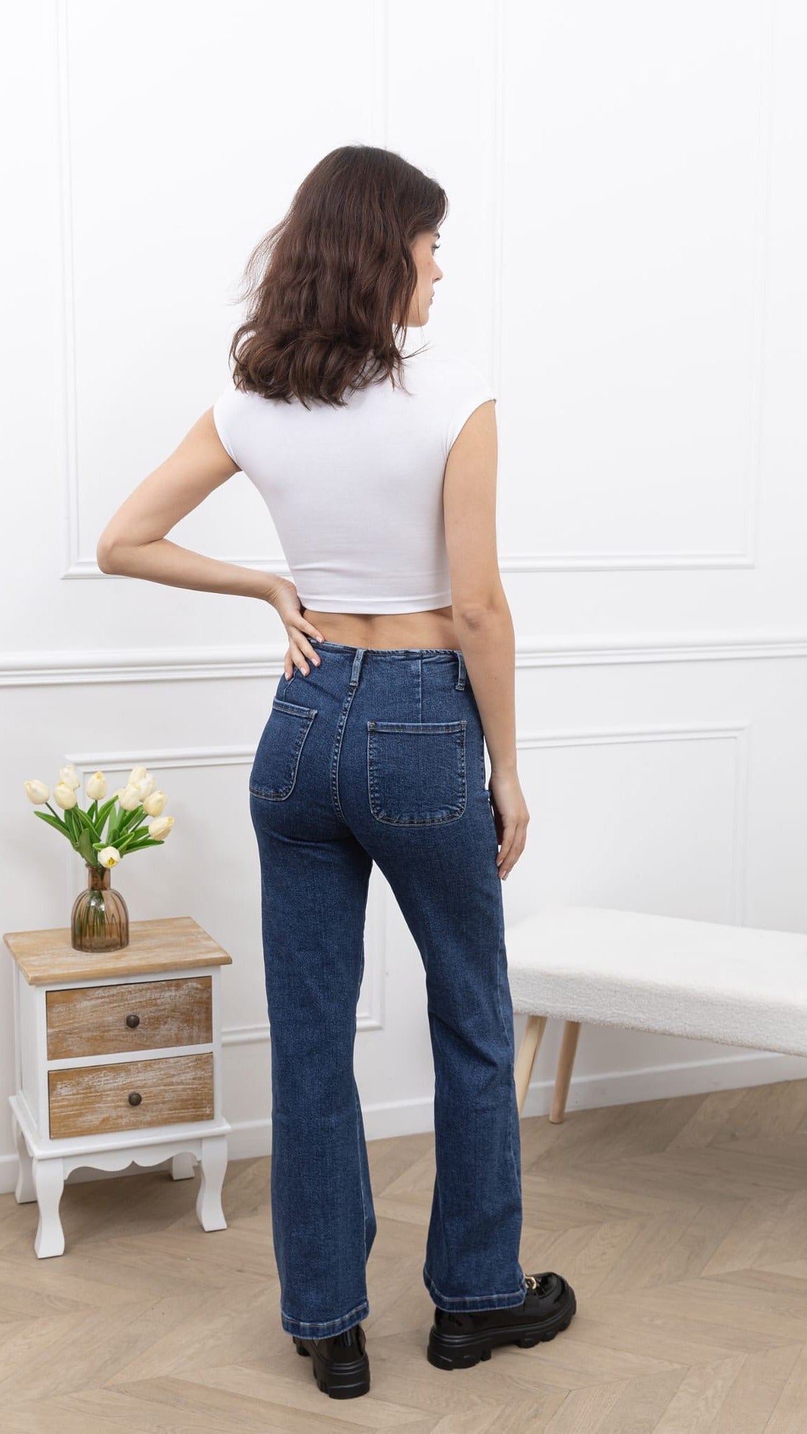 Jean droit poche bouton