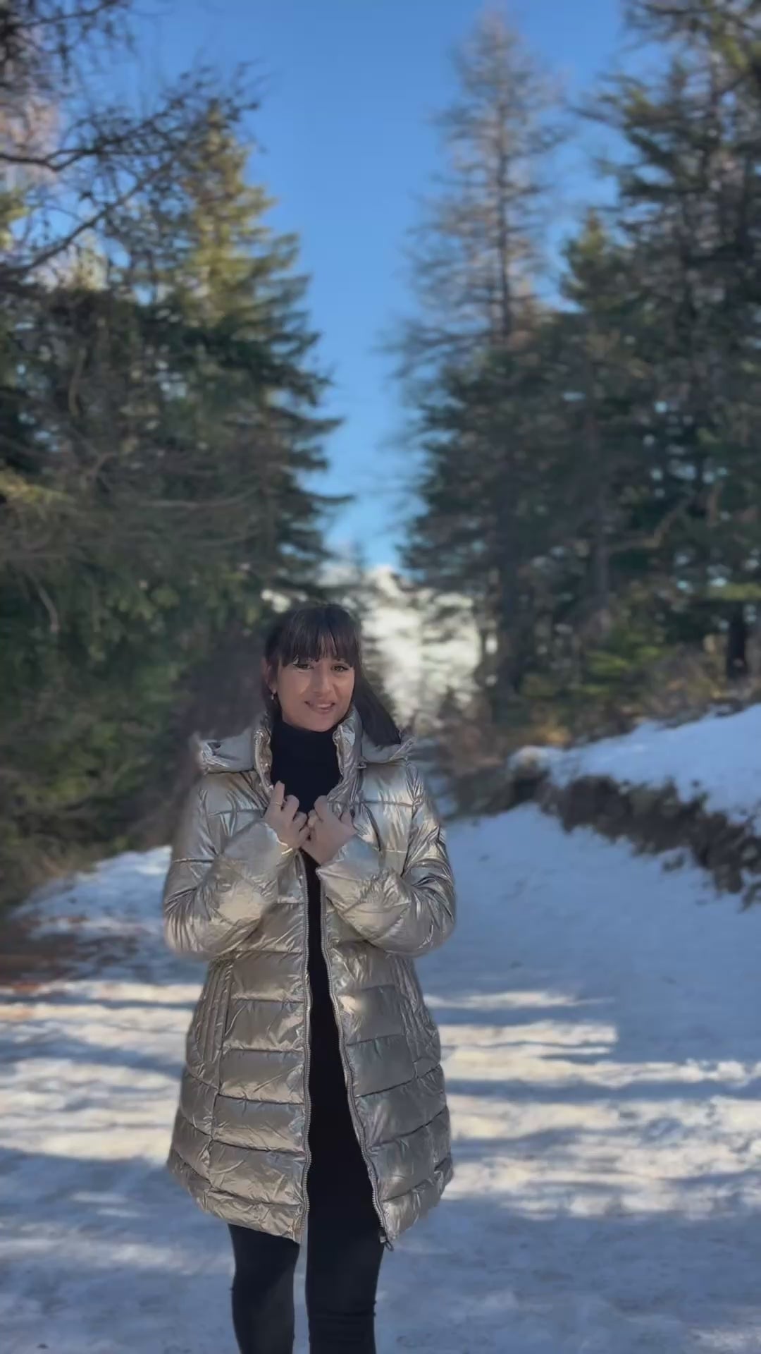 Veste doudoune longue or métallisé