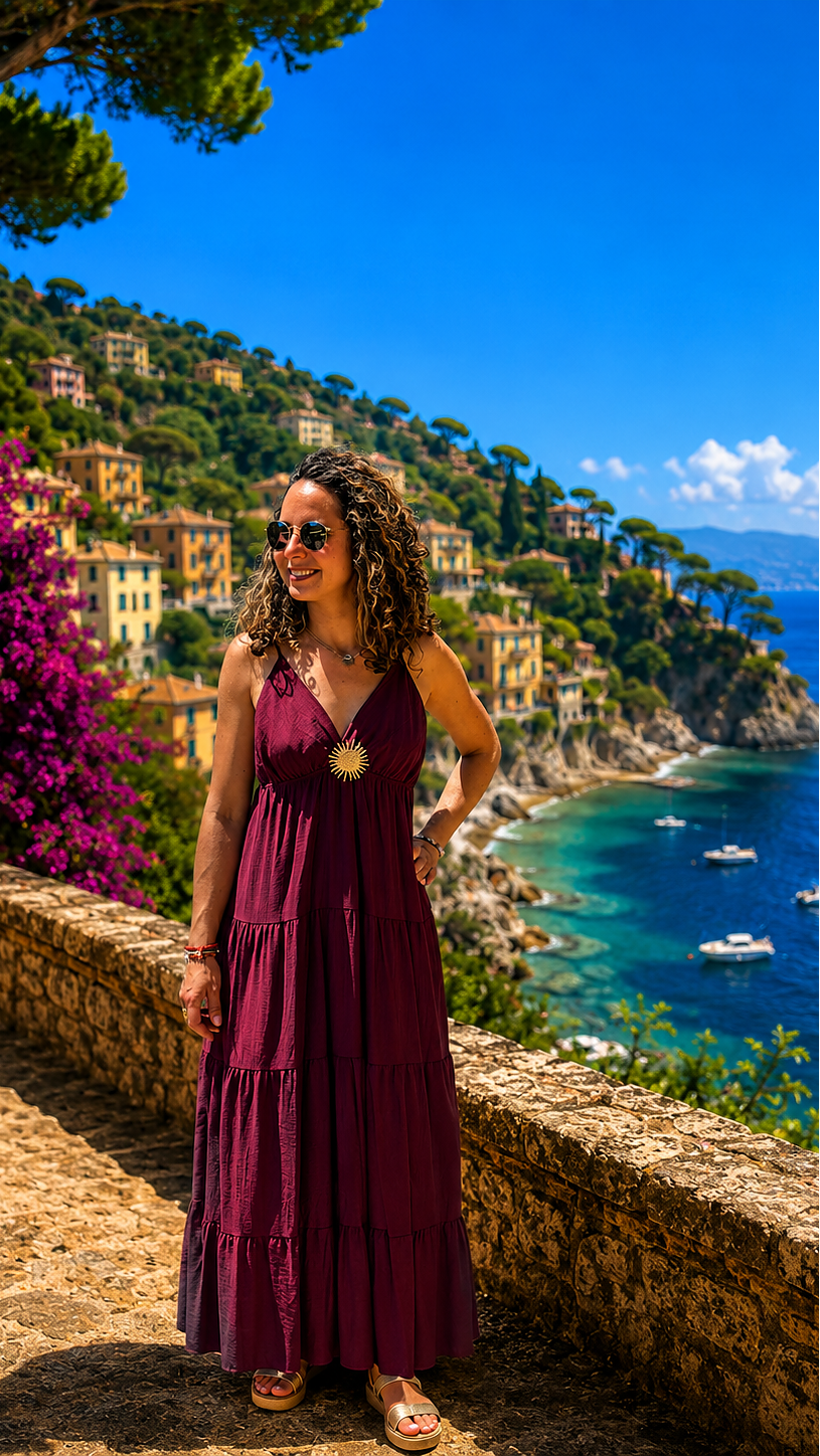 Robe longue broche soleil
