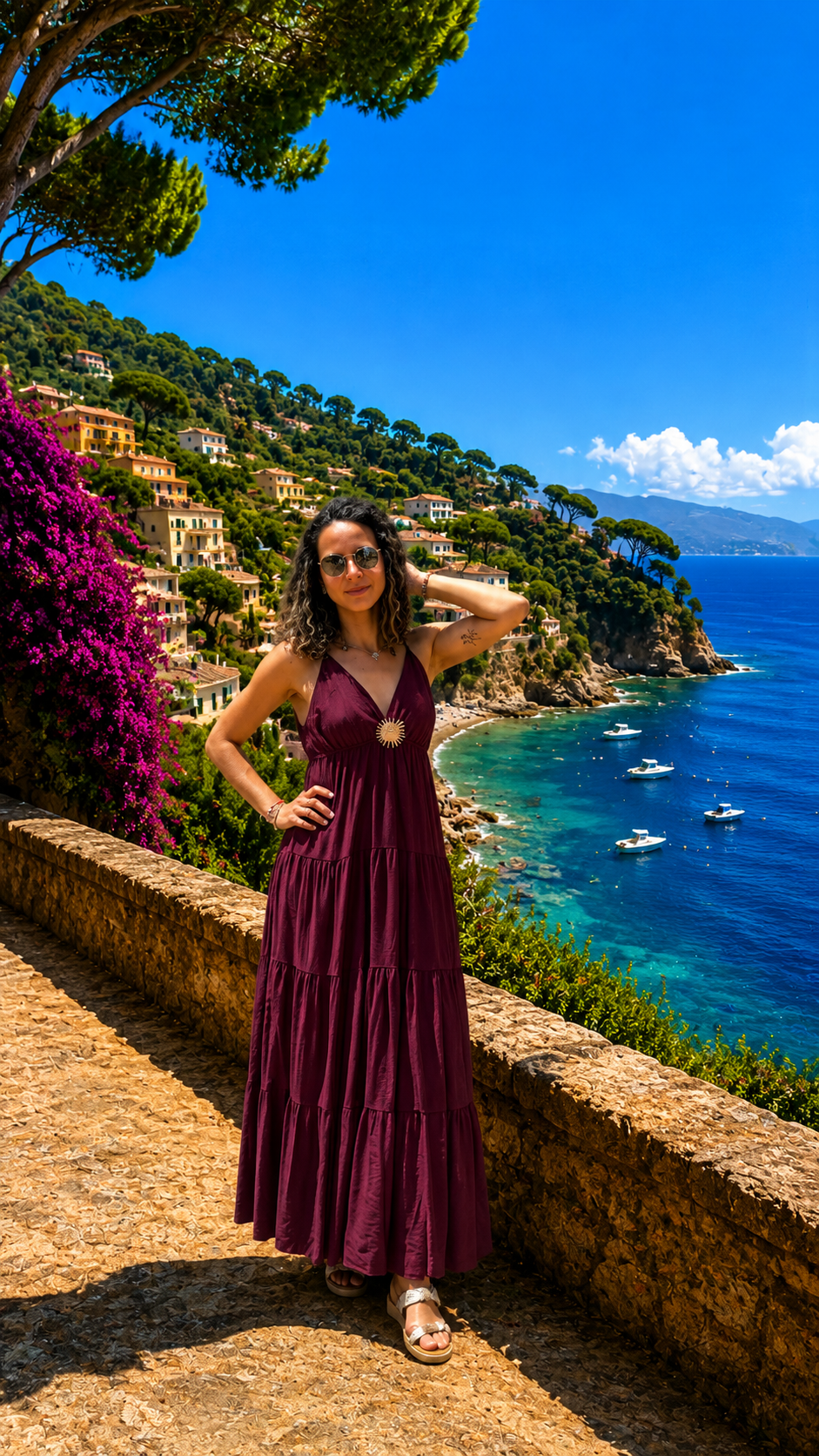 Robe longue broche soleil