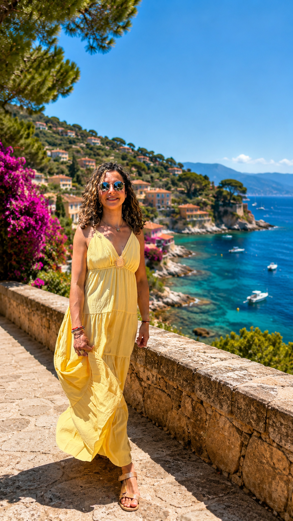 Robe longue broche soleil